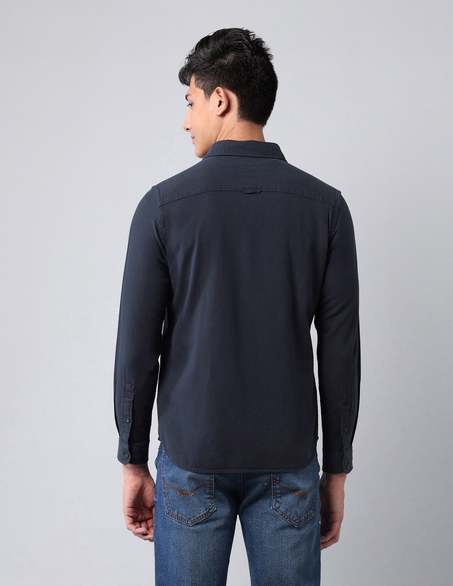 Pure Cotton Dobby Shirt Navy - U.S. Polo Assn. India | Large