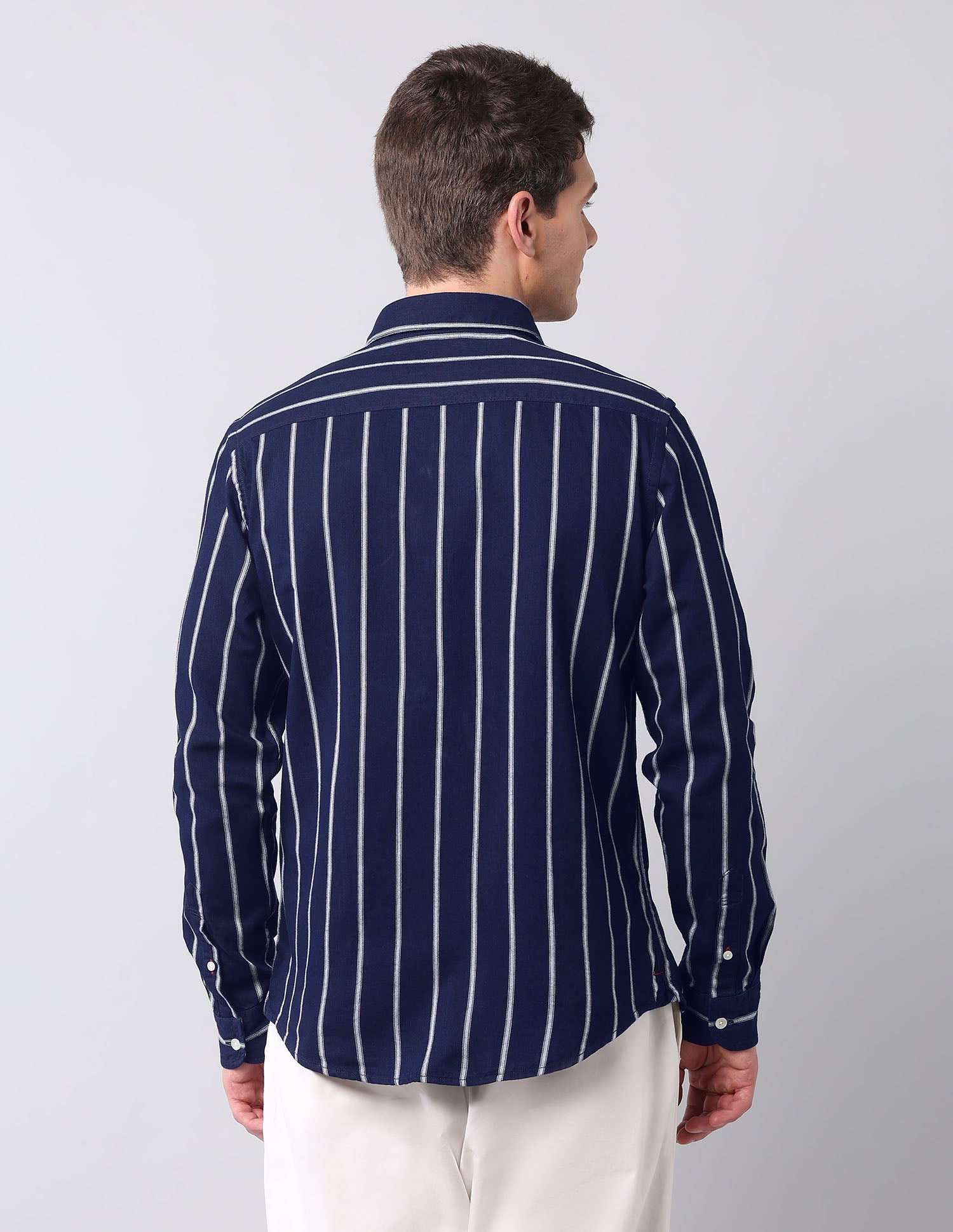 Vertical Striped Pure Cotton Shirt Indigo - U.S. Polo Assn. India | Large
