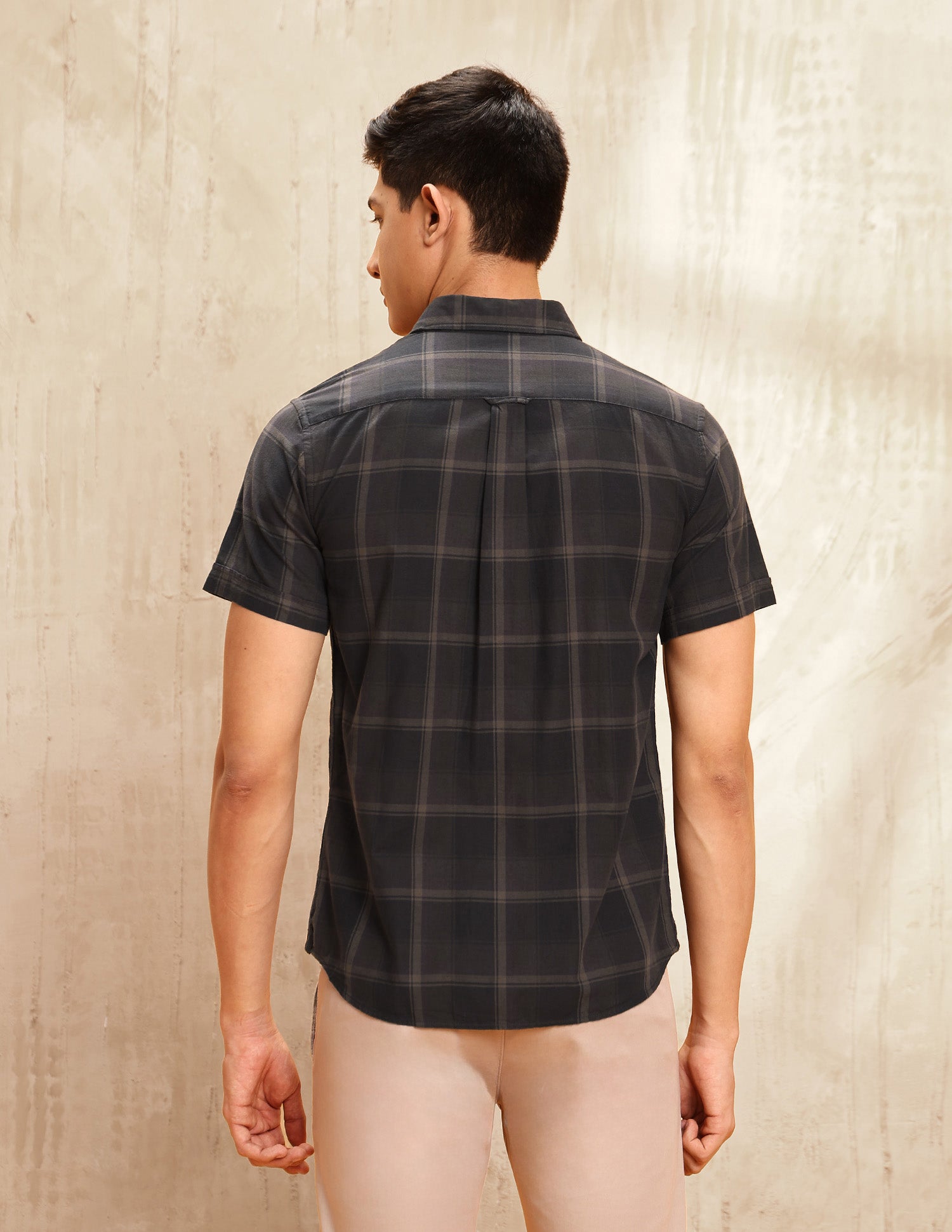 Windowpane Checked Tailored Fit Shirt Brown - U.S. POLO ASSN. | Large