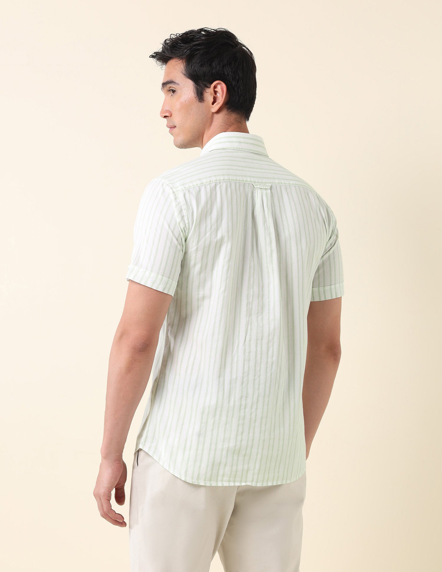 Tailored Fit Vertical Striped Shirt Light Green - U.S. Polo Assn. India | Large