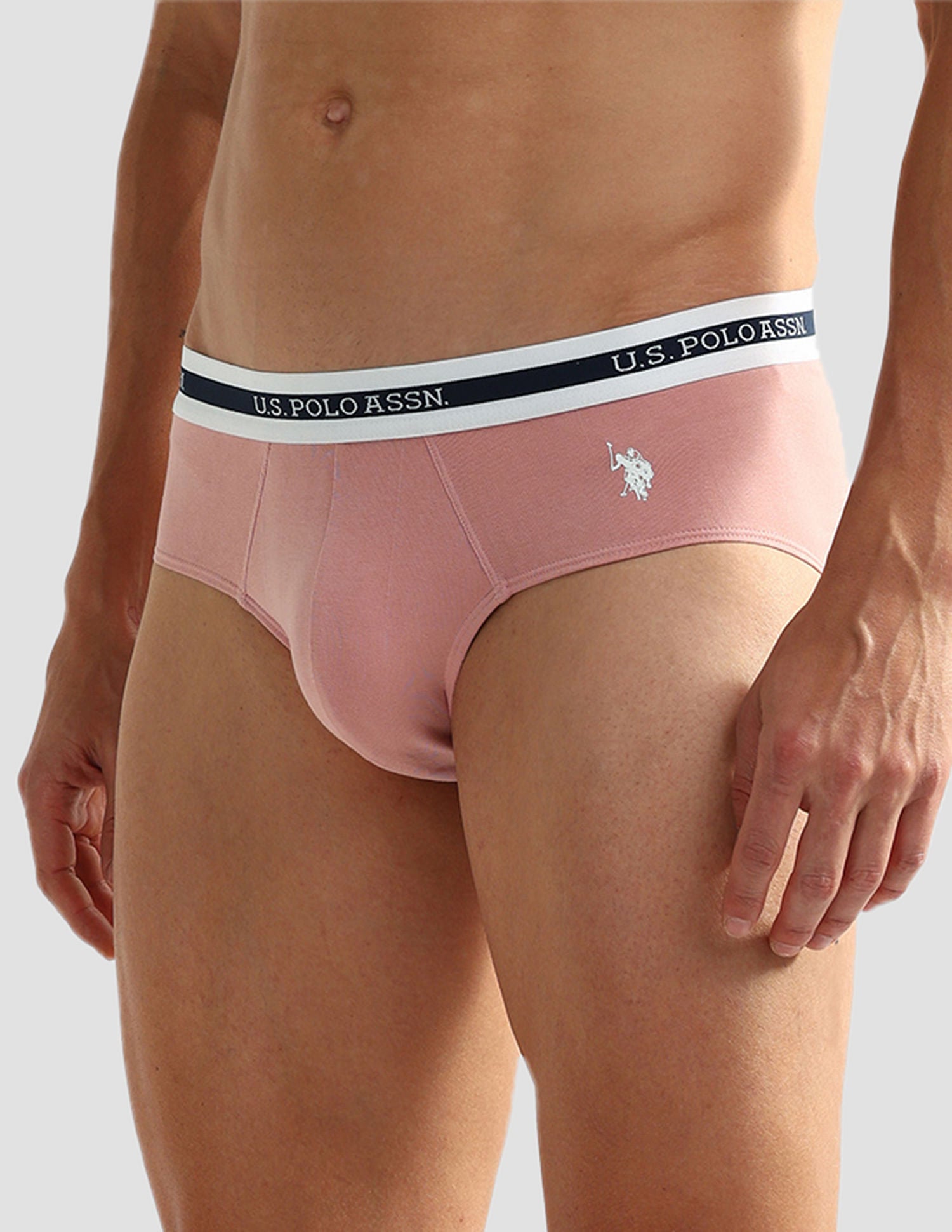 Elasticized Waist OEB09 Briefs - Pack Of 2 Pastel Peach and Pastel Green - U.S. POLO ASSN. | Large
