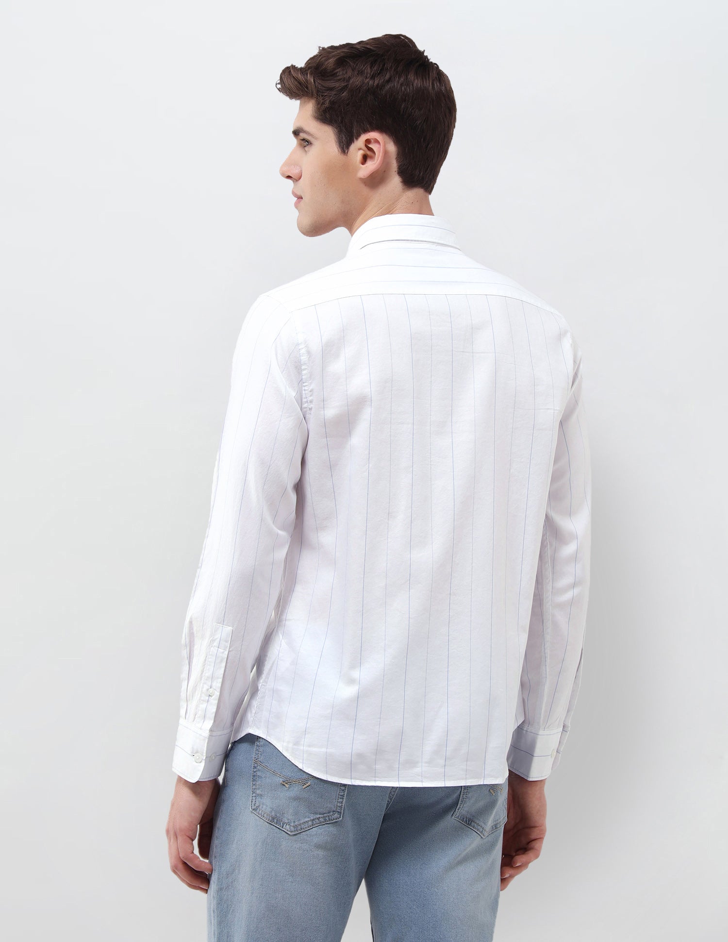 Vertical Striped Regular Fit Shirt Light Blue - U.S. Polo Assn. India | Large