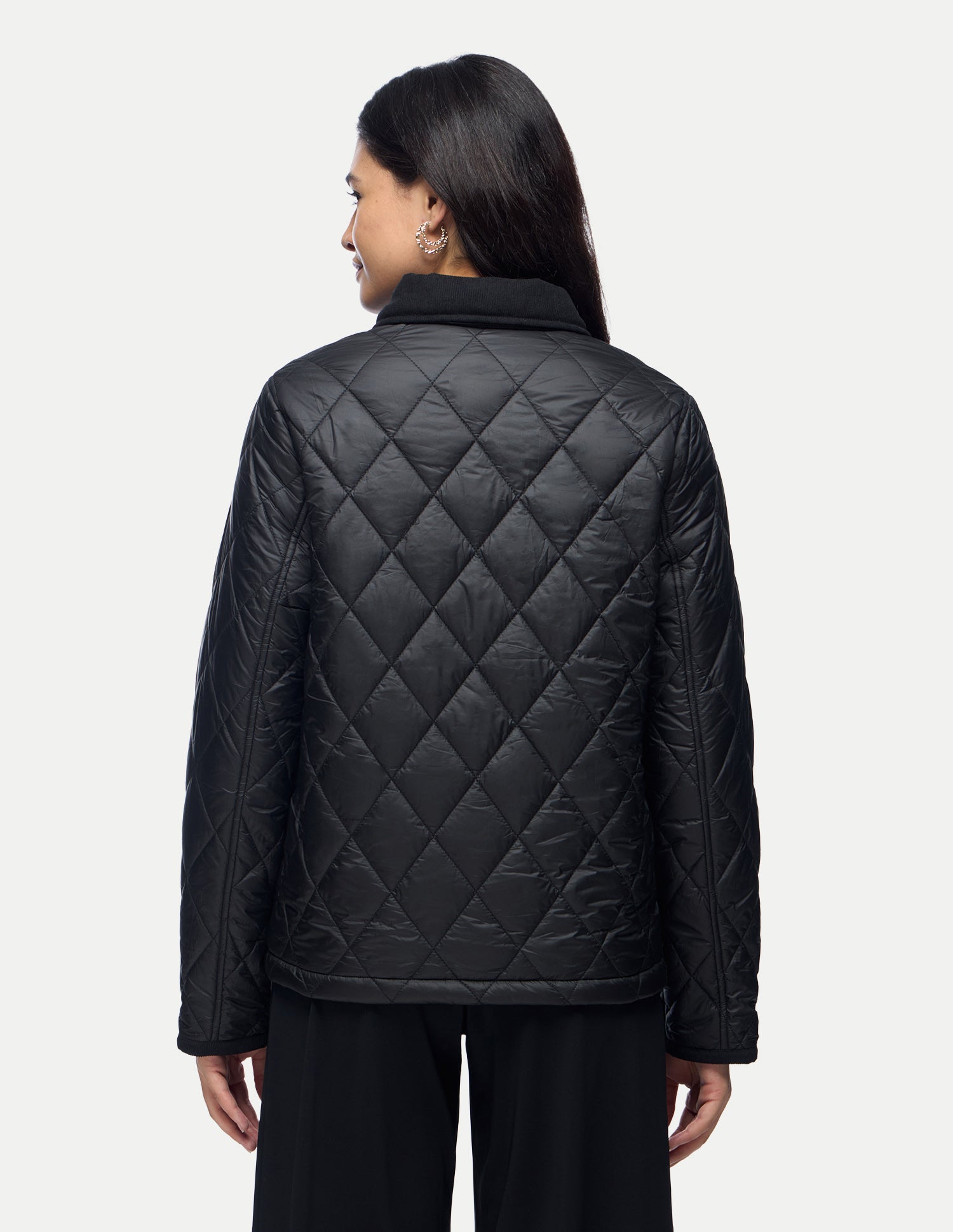 Solid Regular Fit Quilted Jacket Black - U.S. Polo Assn. India | Large