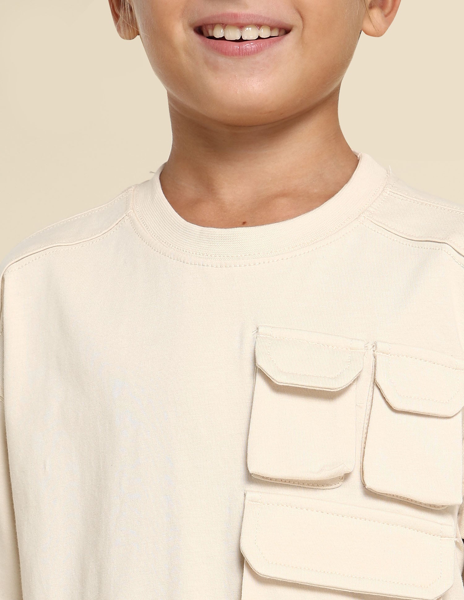 Boys Regular Fit Solid T-Shirt Off White - U.S. POLO ASSN. | Large