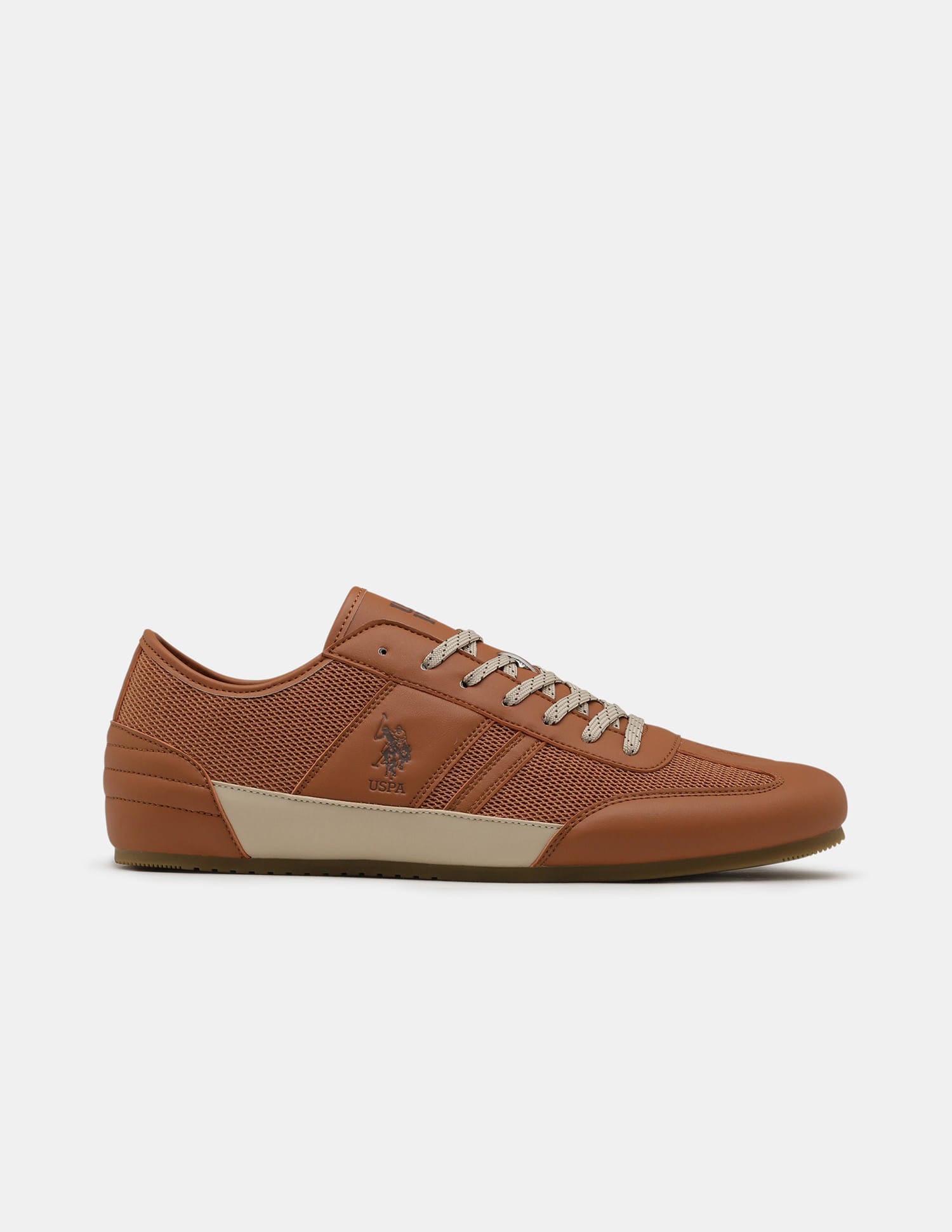 Round Toe Lace Ups Streak Sneakers Tan - U.S. Polo Assn. India | Large