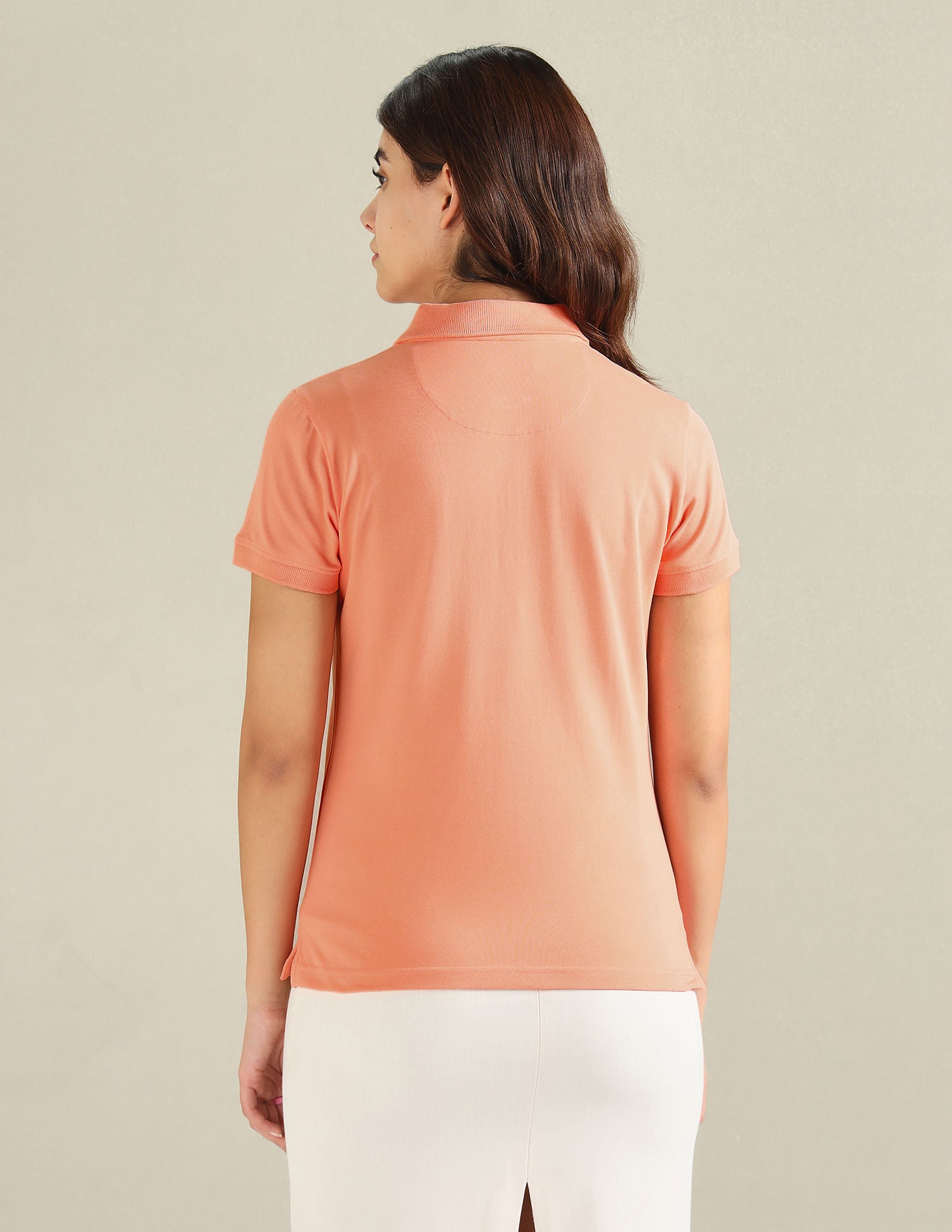 Cotton Stretch Logo Polo Shirt Peach - U.S. Polo Assn. India | Large