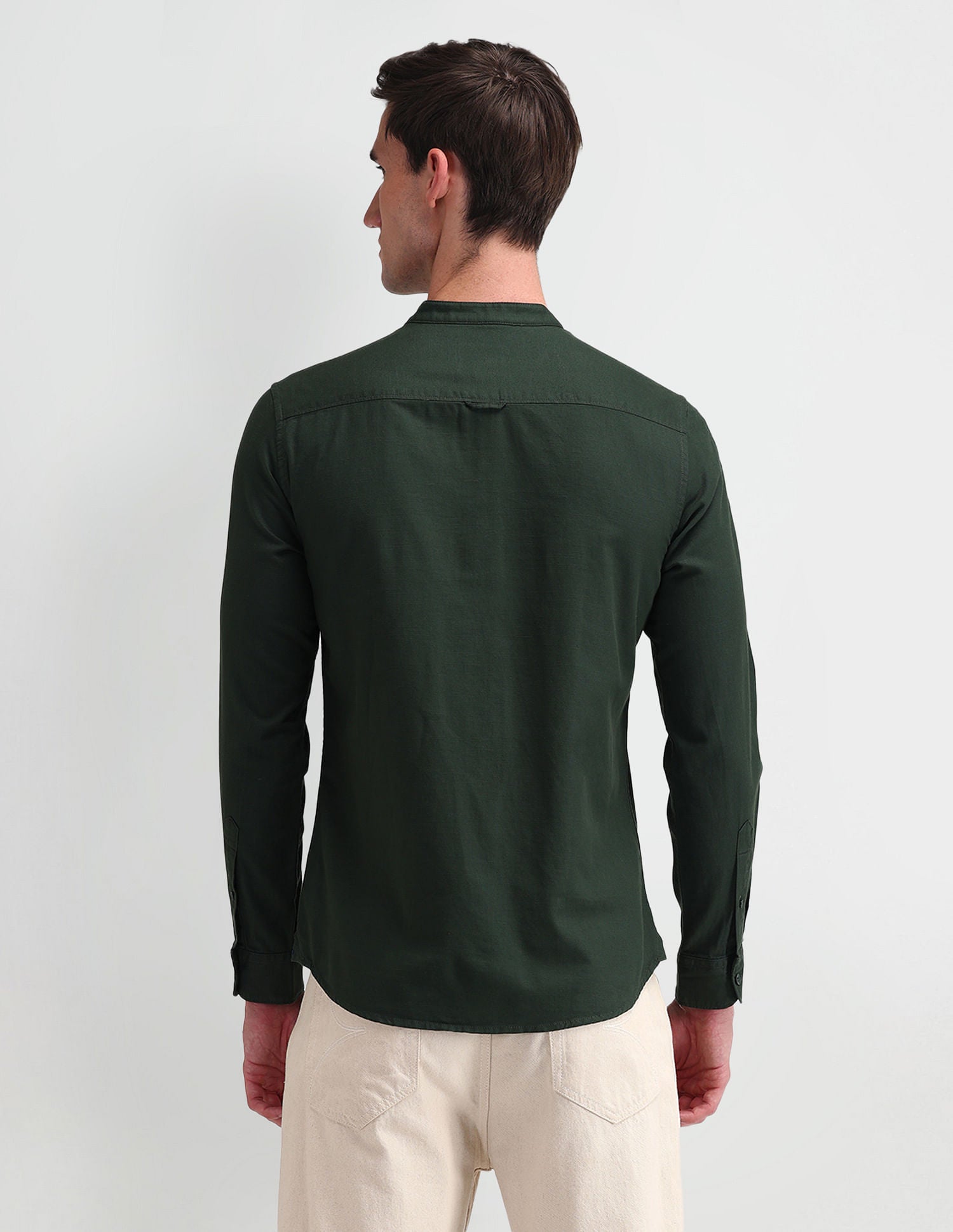 Slim Fit Solid Shirt Olive - U.S. Polo Assn. India | Large