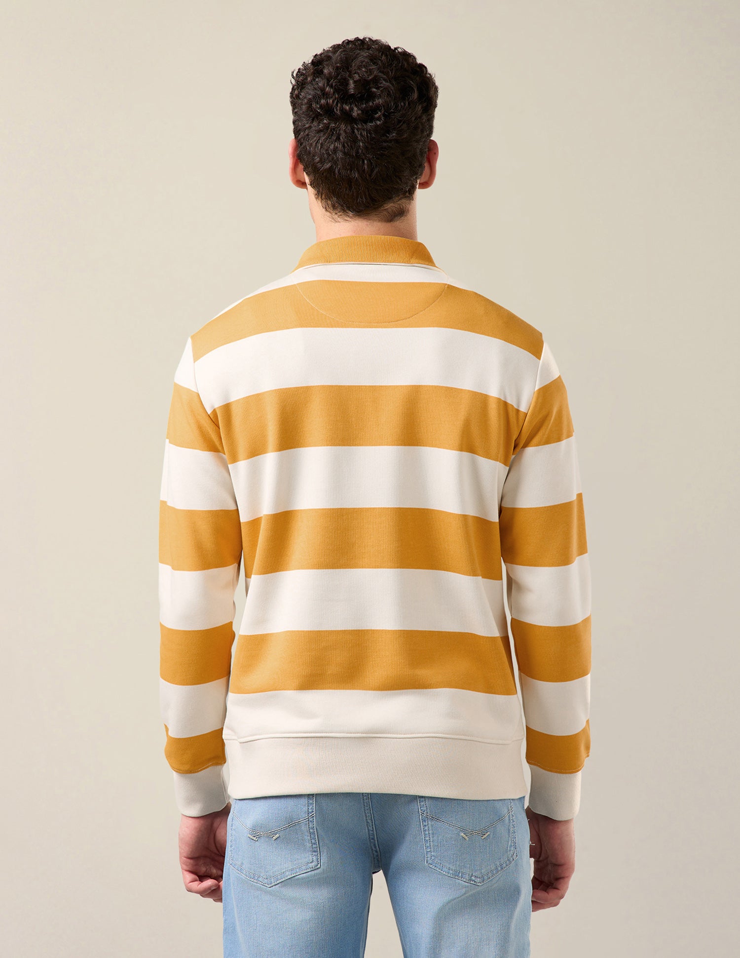 Horizontal Striped Regular Fit Sweatshirt Mustard - U.S. Polo Assn. India | Large