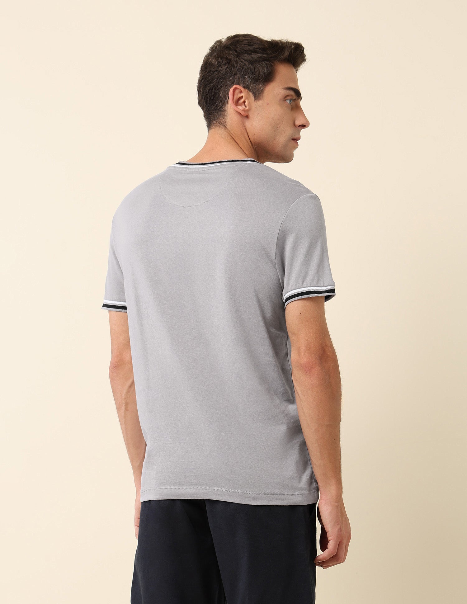 Pure Cotton Slim Fit T- Shirt Light Grey - U.S. Polo Assn. India | Large