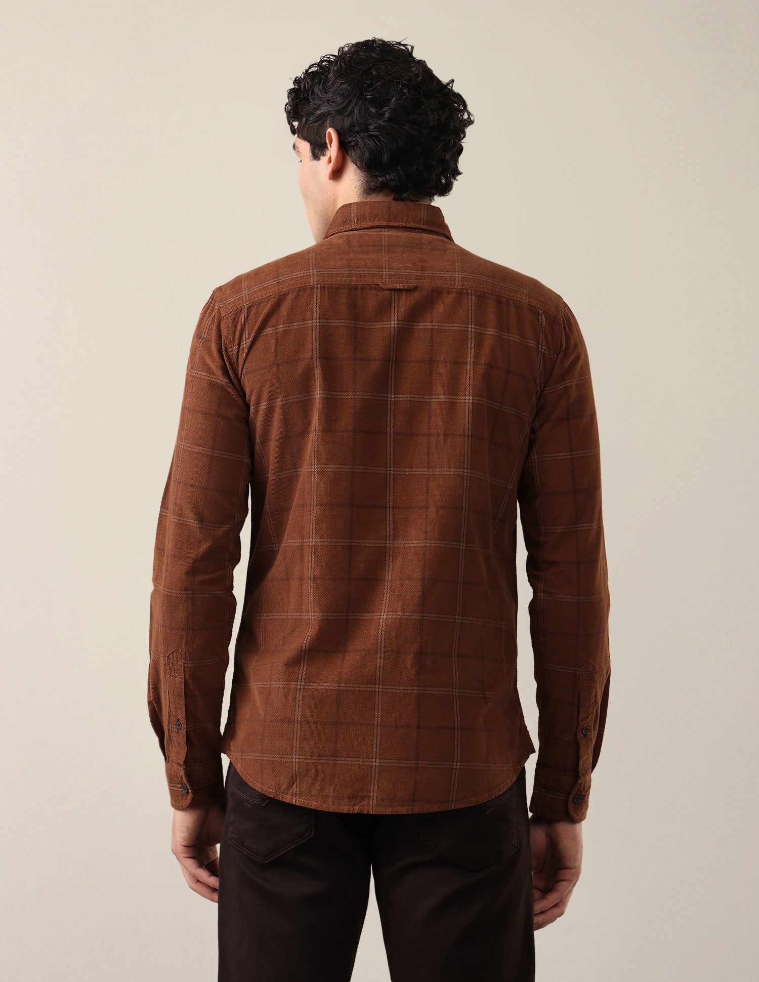 Corduroy Windowpane Checked Shirt Rust - U.S. Polo Assn. India | Large