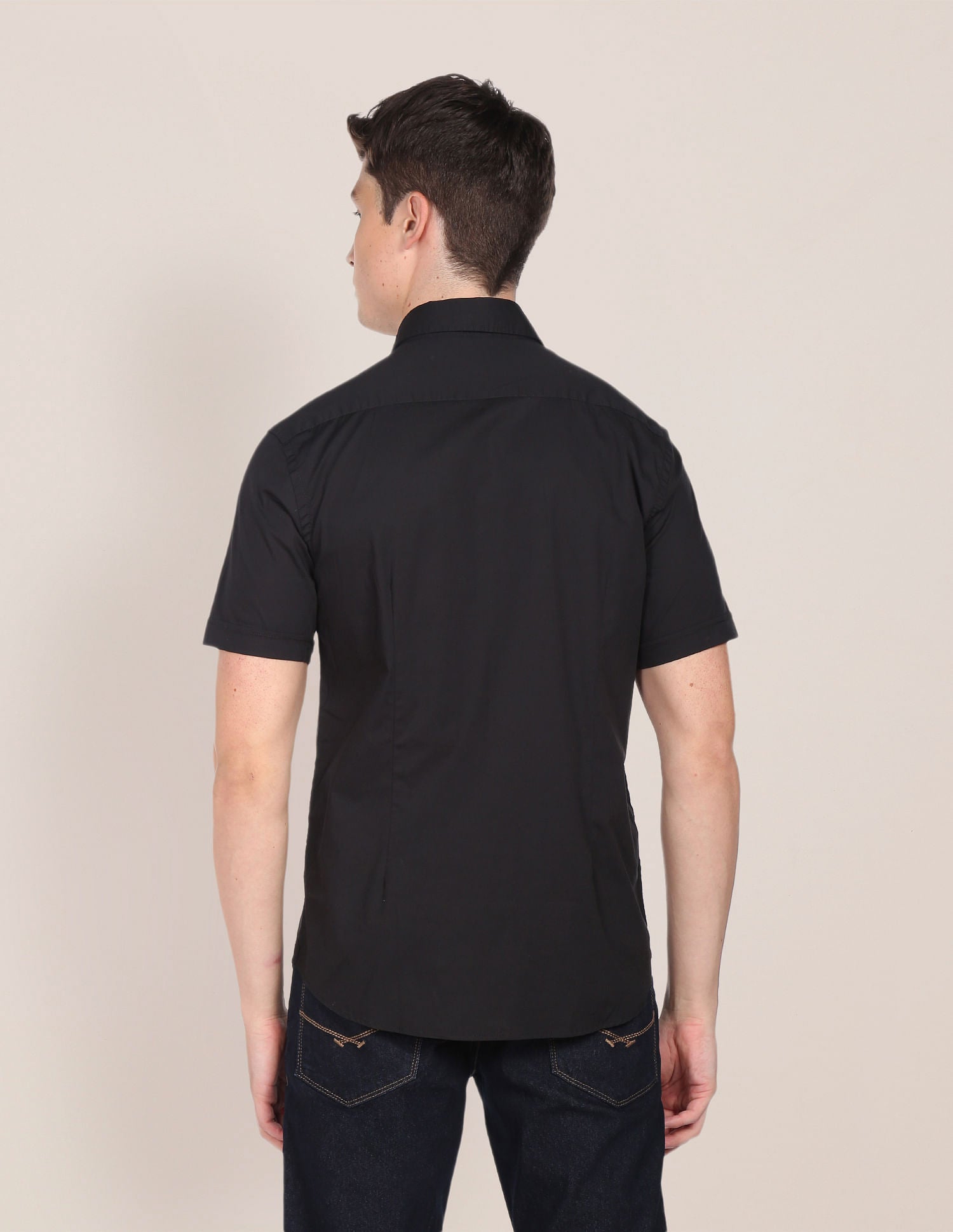 Men Black Slim Fit Solid Casual Shirt Black - U.S. POLO ASSN. | Large