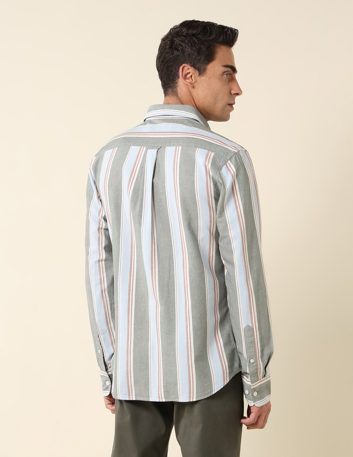 Vertical Striped Pure Cotton Shirt Dark Green - U.S. Polo Assn. India | Large