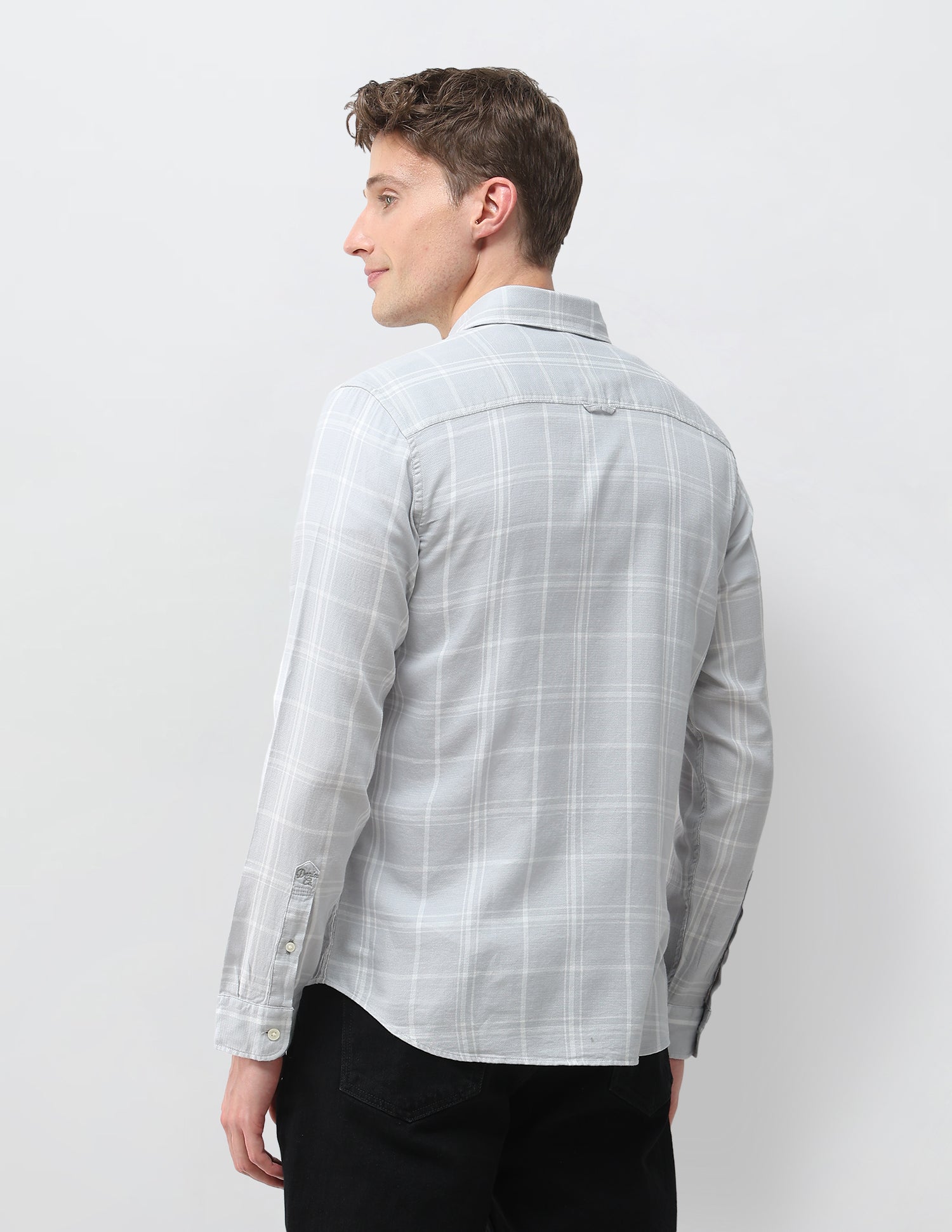 Tartan Checked Dobby Shirt Light Grey - U.S. Polo Assn. India | Large