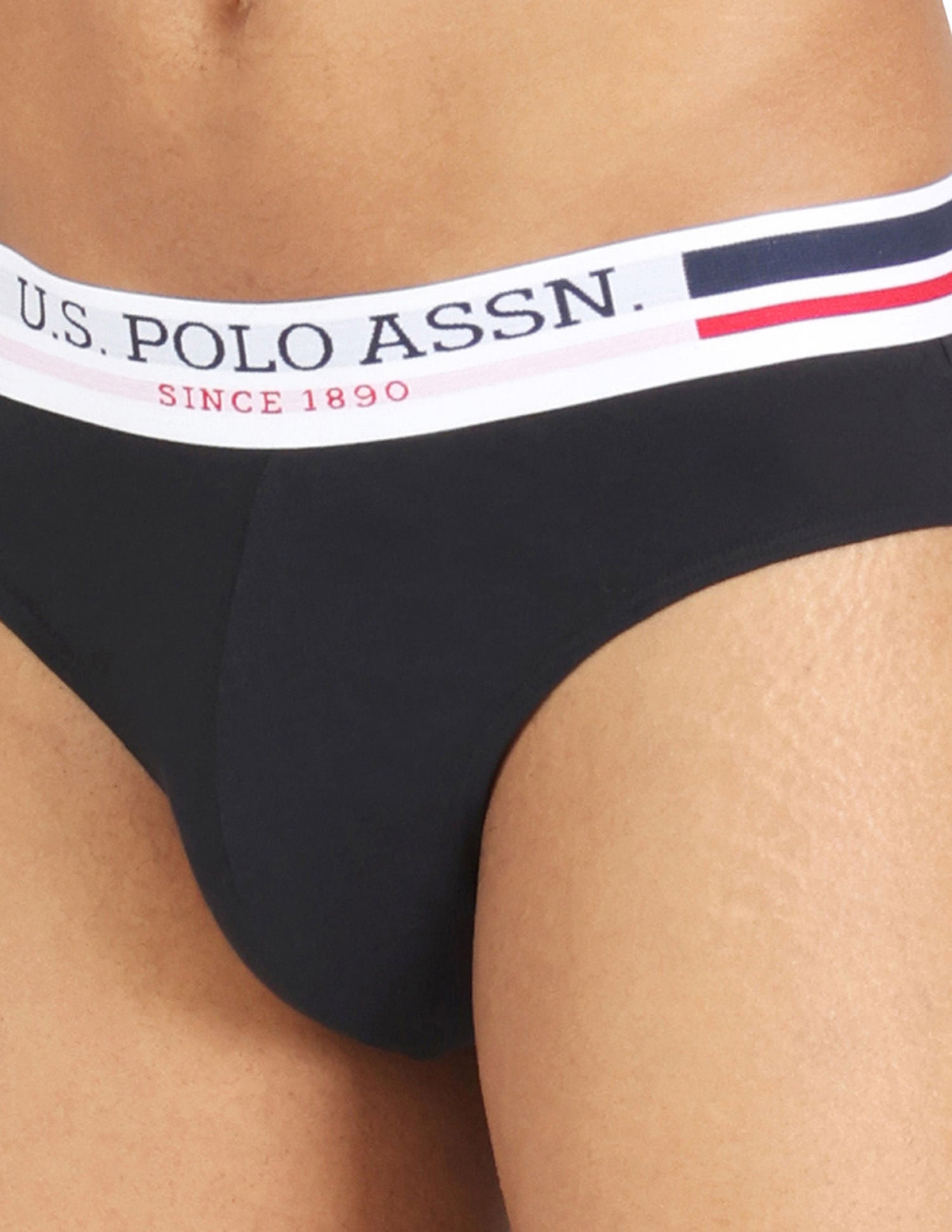 Mid Rise Solid Cotton I006 Briefs - Pack Of 2 Black - U.S. POLO ASSN. | Large