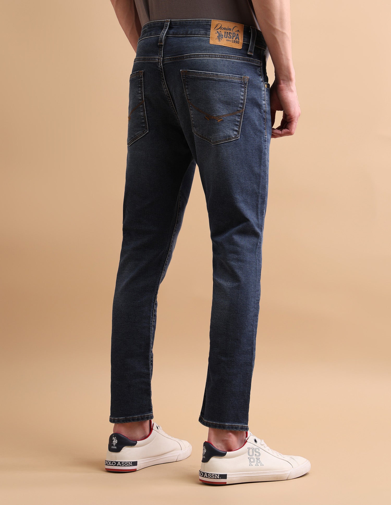 Cole Comfort Cropped Fit Blue Ultra Soft Jeans Mid Wash - U.S. Polo Assn. India | Large