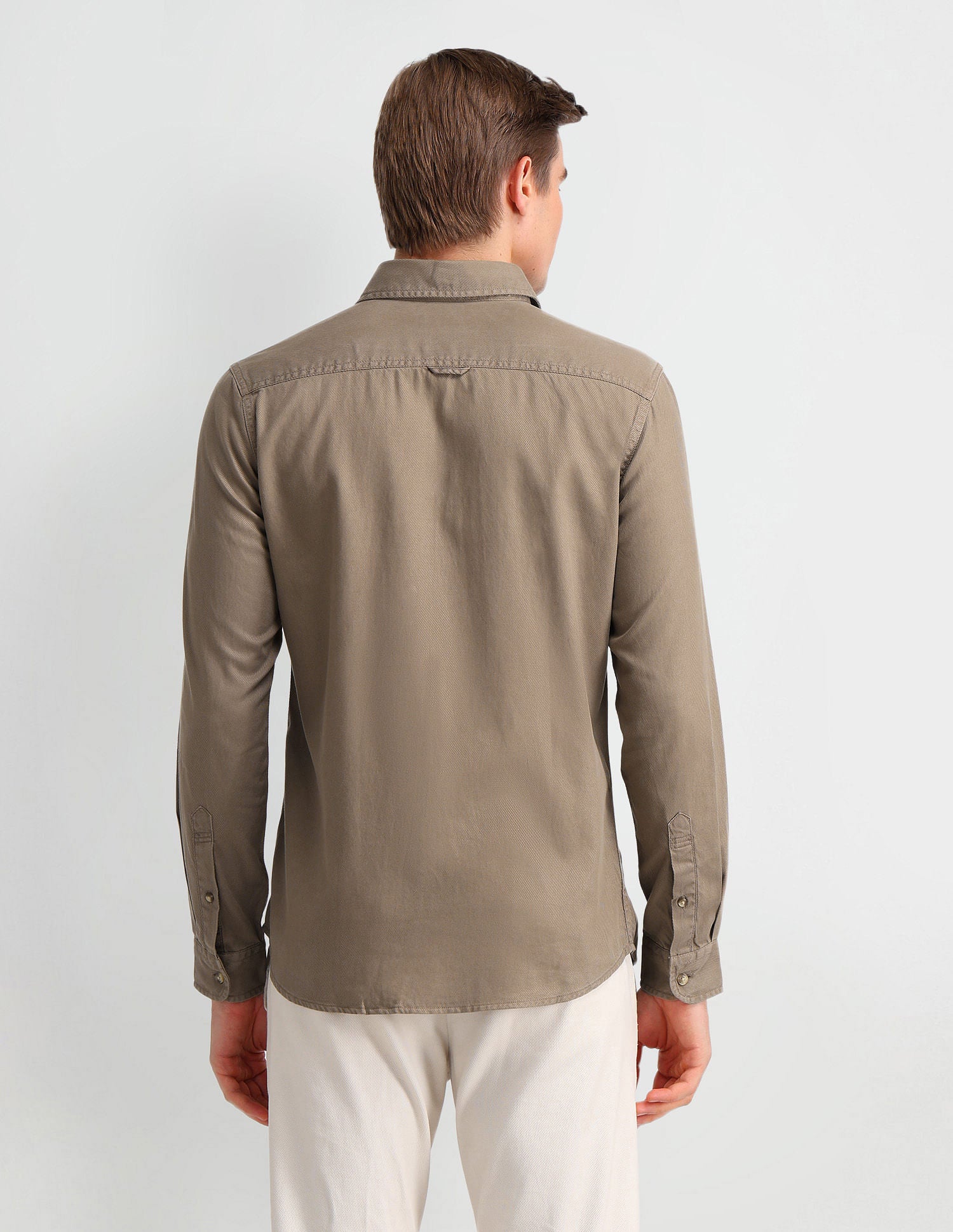 Slim Fit Cavalry Twill Shirt Light Khaki - U.S. Polo Assn. India | Large