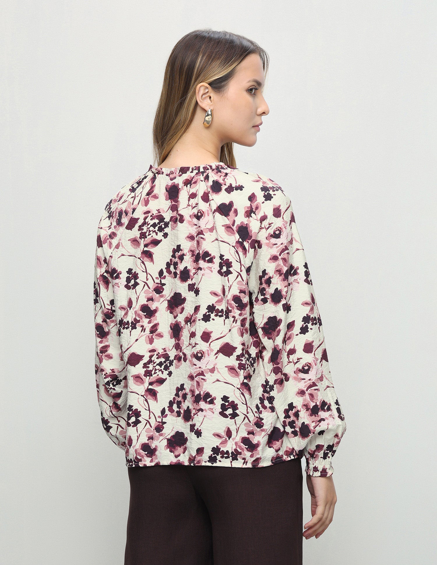 Abstract Floral Printed Button Down Top Maroon - U.S. Polo Assn. India | Large