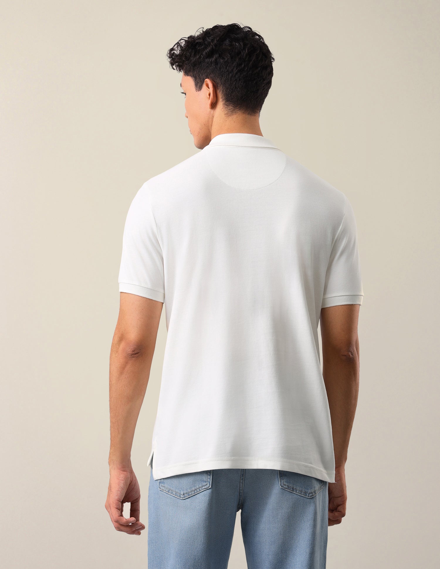 Colourblocked With Brand Printed Slim Fit Polo Shirt Ivory - U.S. Polo Assn. India | Large