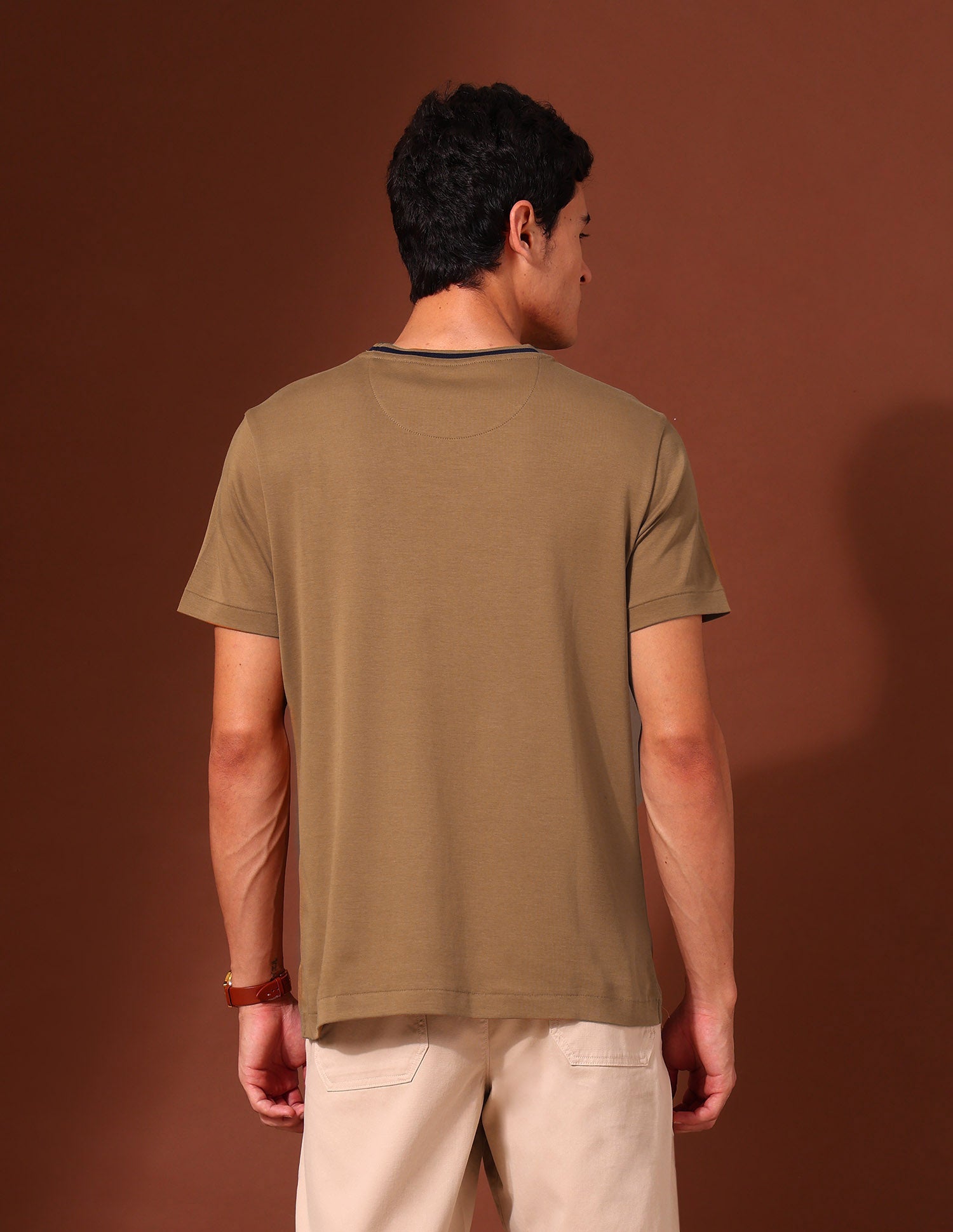 Brand Embroidered Pure Cotton Classic T-Shirt Brown - U.S. Polo Assn. India | Large