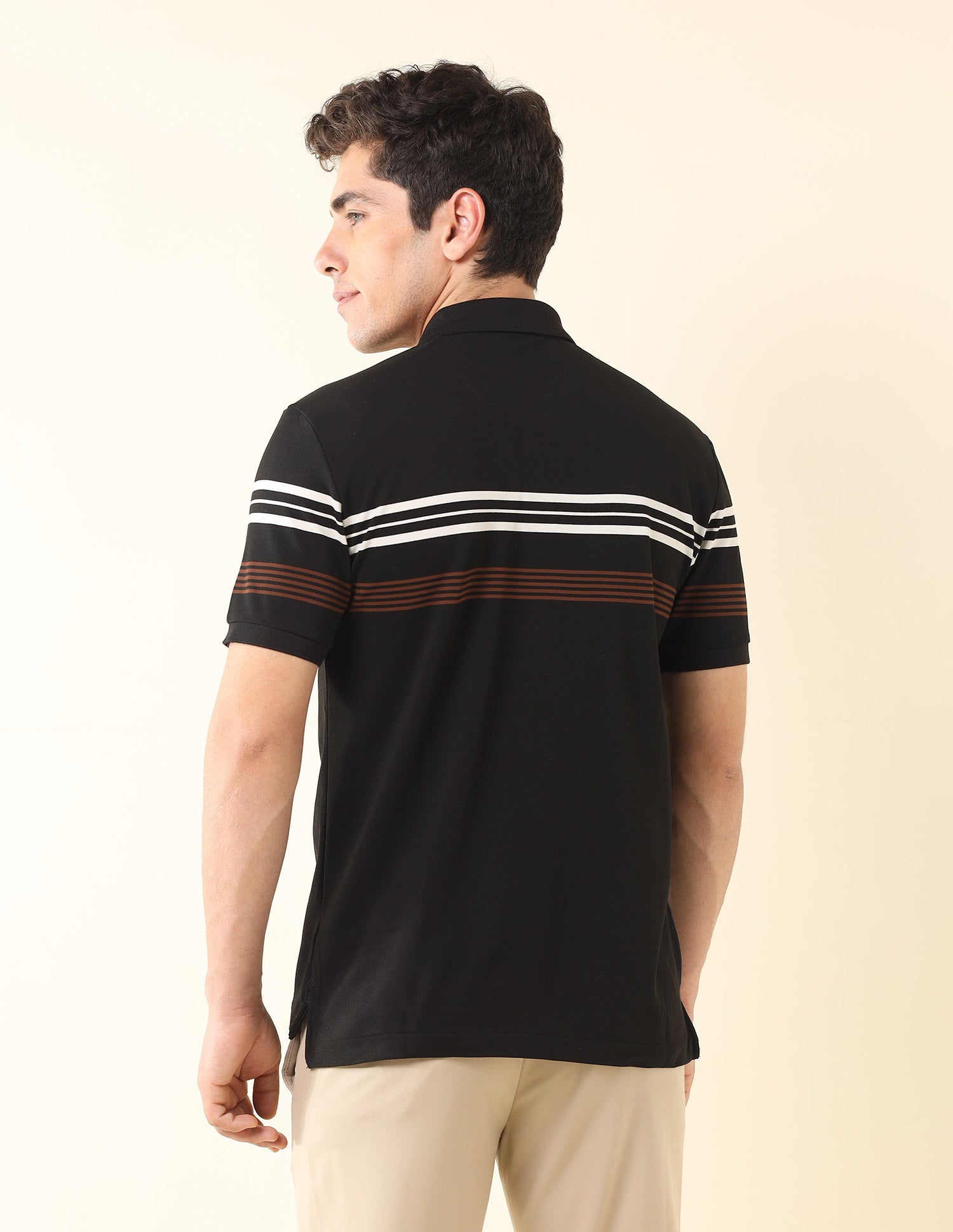 Horizontal Striped Modern Monochrome Polo Shirt Black - U.S. Polo Assn. India | Large