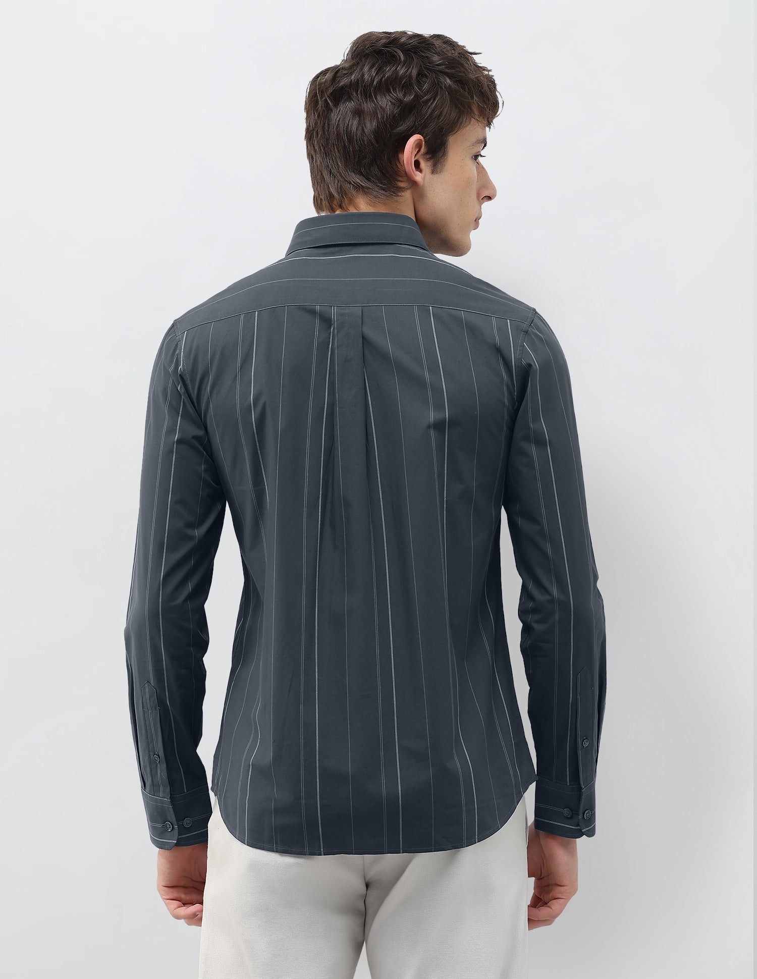 Vertical Striped Tailored Fit Shirt Dark Grey - U.S. Polo Assn. India | Large