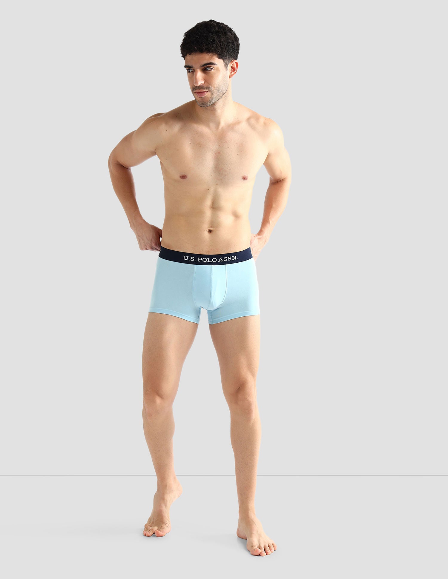 Elasticized Waist Solid OET13 Trunks - Pack Of 3 Green, Brown and Blue - U.S. POLO ASSN. | Large