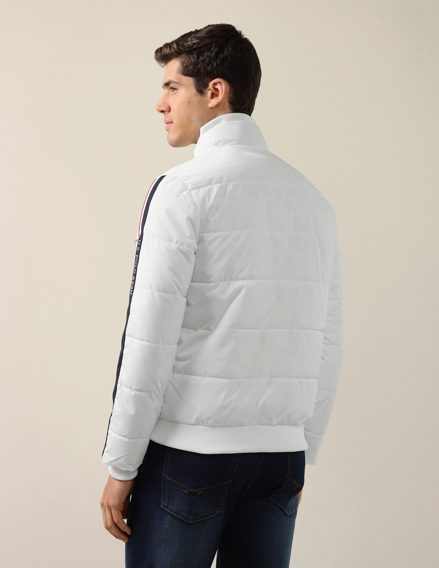 Solid Regular Fit Jacket White - U.S. Polo Assn. India | Large