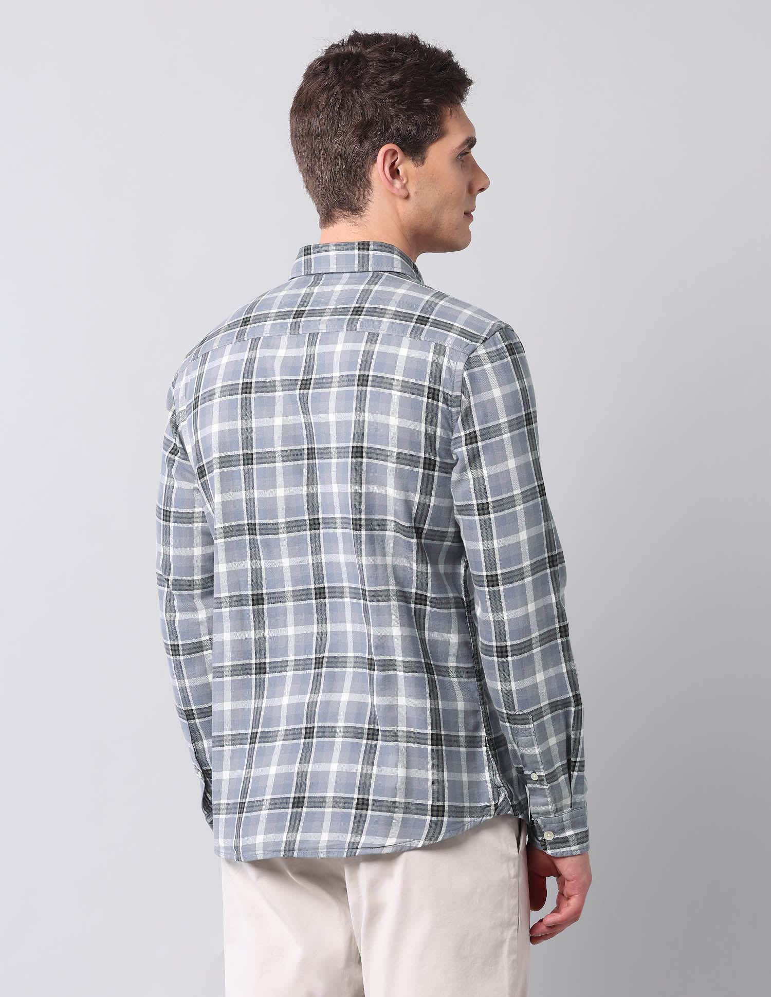 Tartan Checked Pure Cotton Shirt Grey - U.S. Polo Assn. India | Large