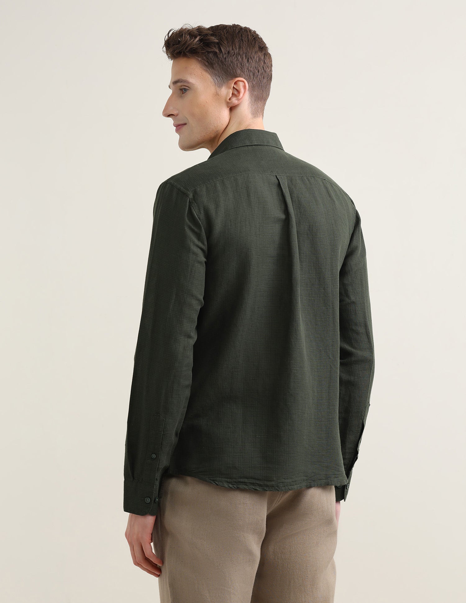 Solid Regular Fit Shirt Olive - U.S. Polo Assn. India | Large