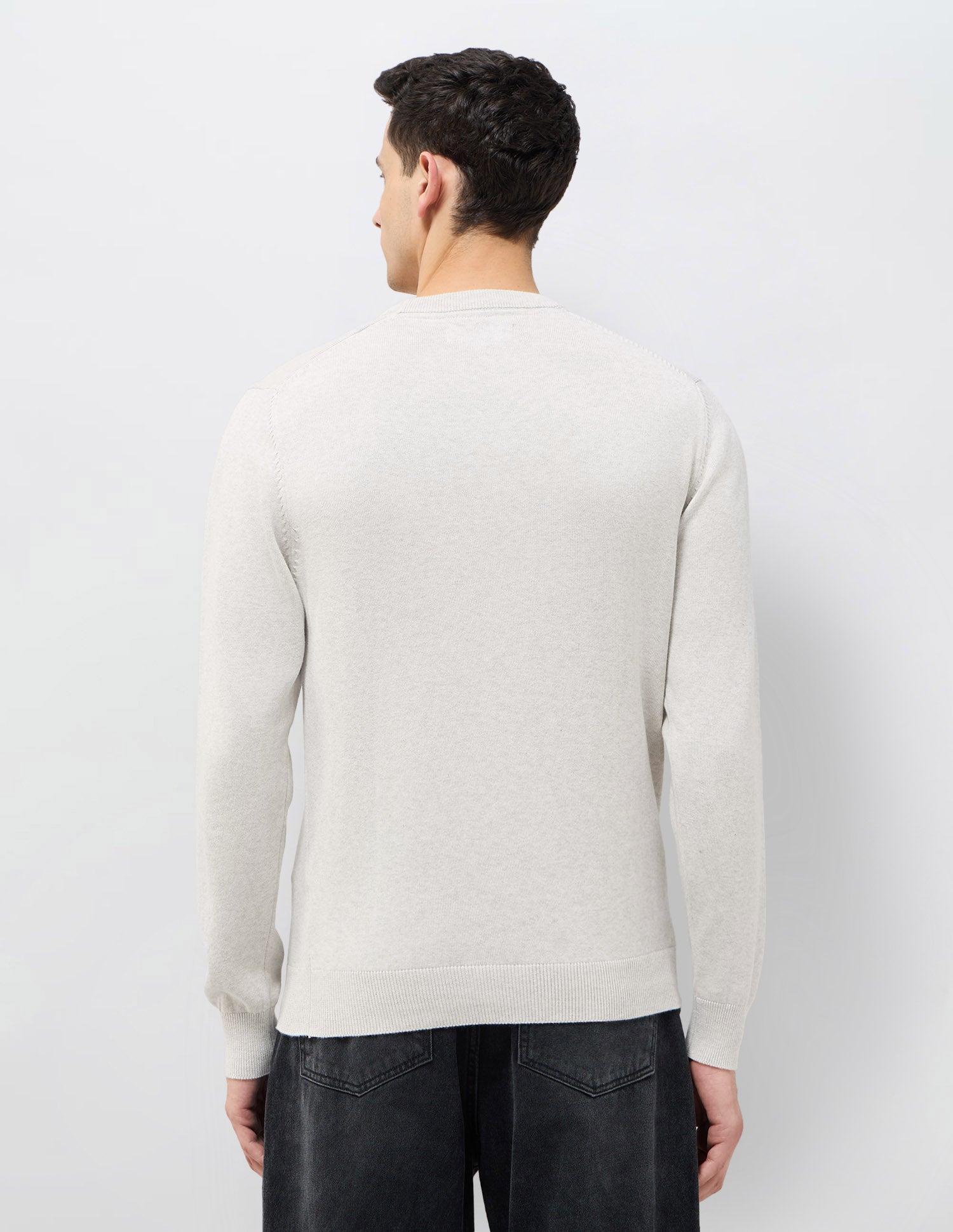 Solid Regular Fit Sweater Off White - U.S. POLO ASSN. | Large