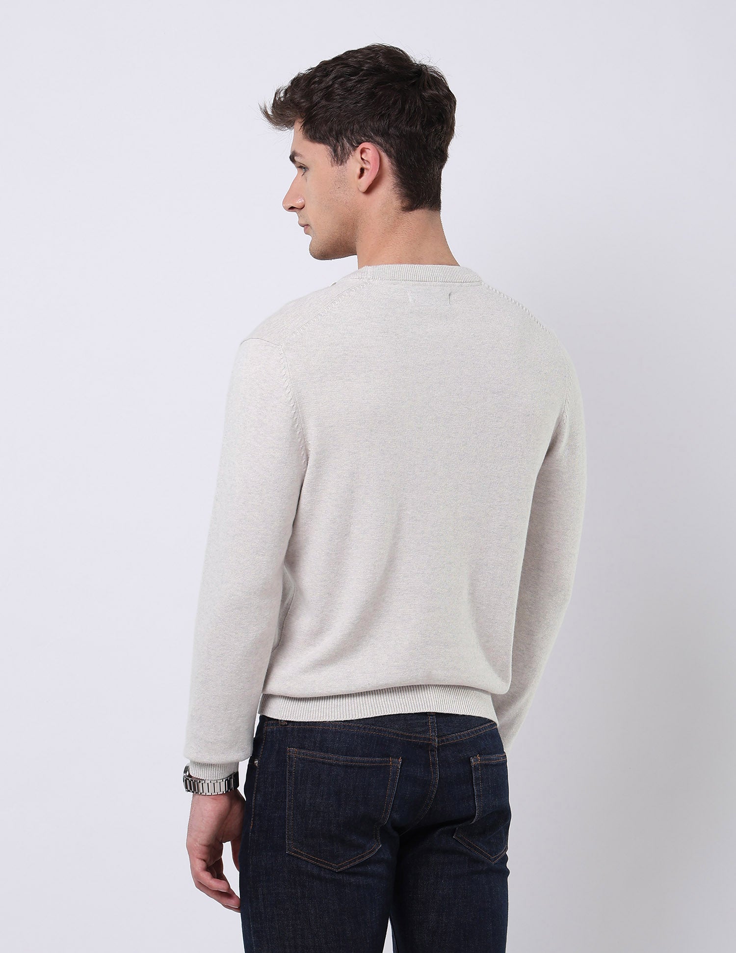 Brand Patterned Knit Regular Fit Sweater Off White - U.S. POLO ASSN. | Large