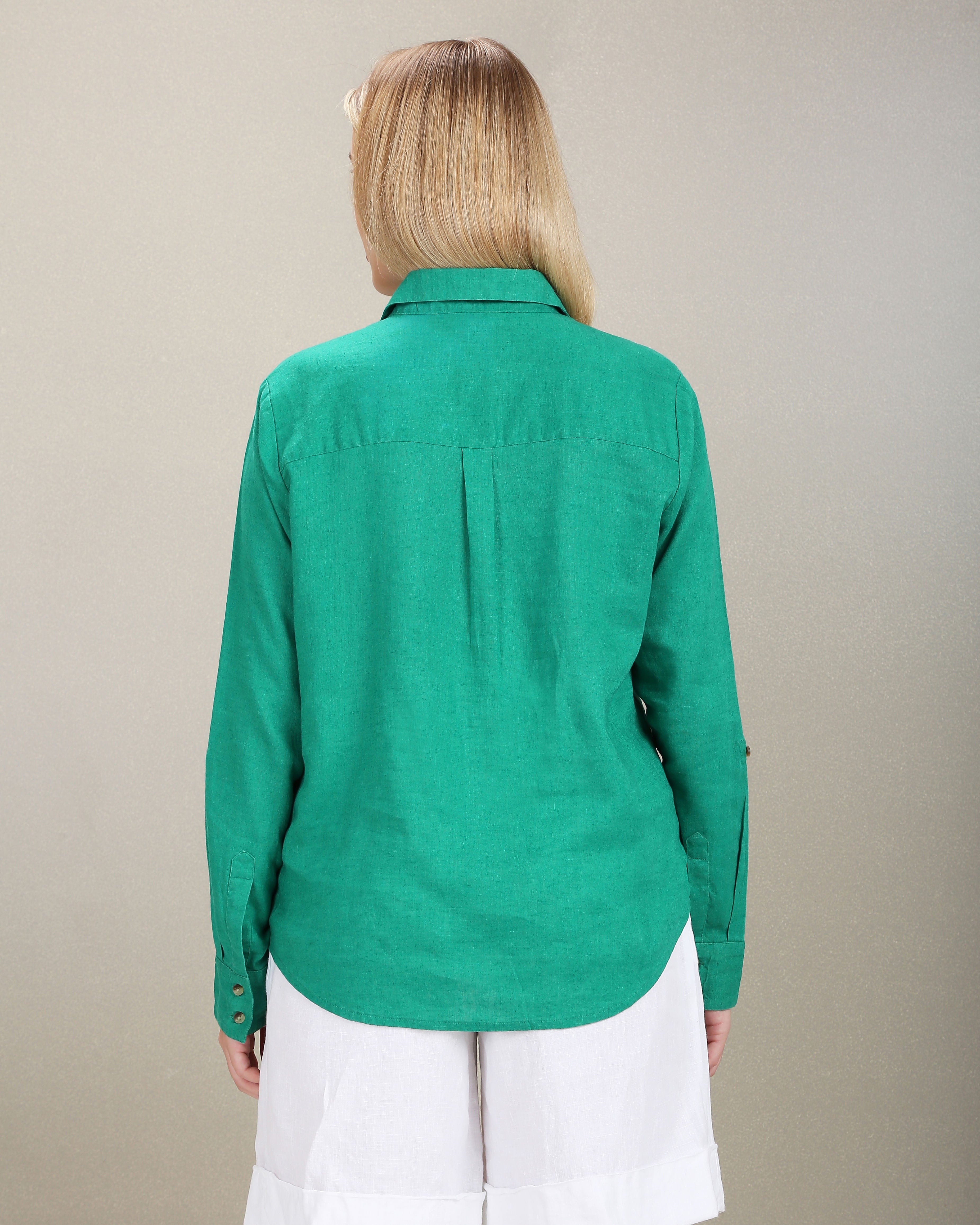 Spread Collar Soft Solid Shirt Green - U.S. Polo Assn. India | Large