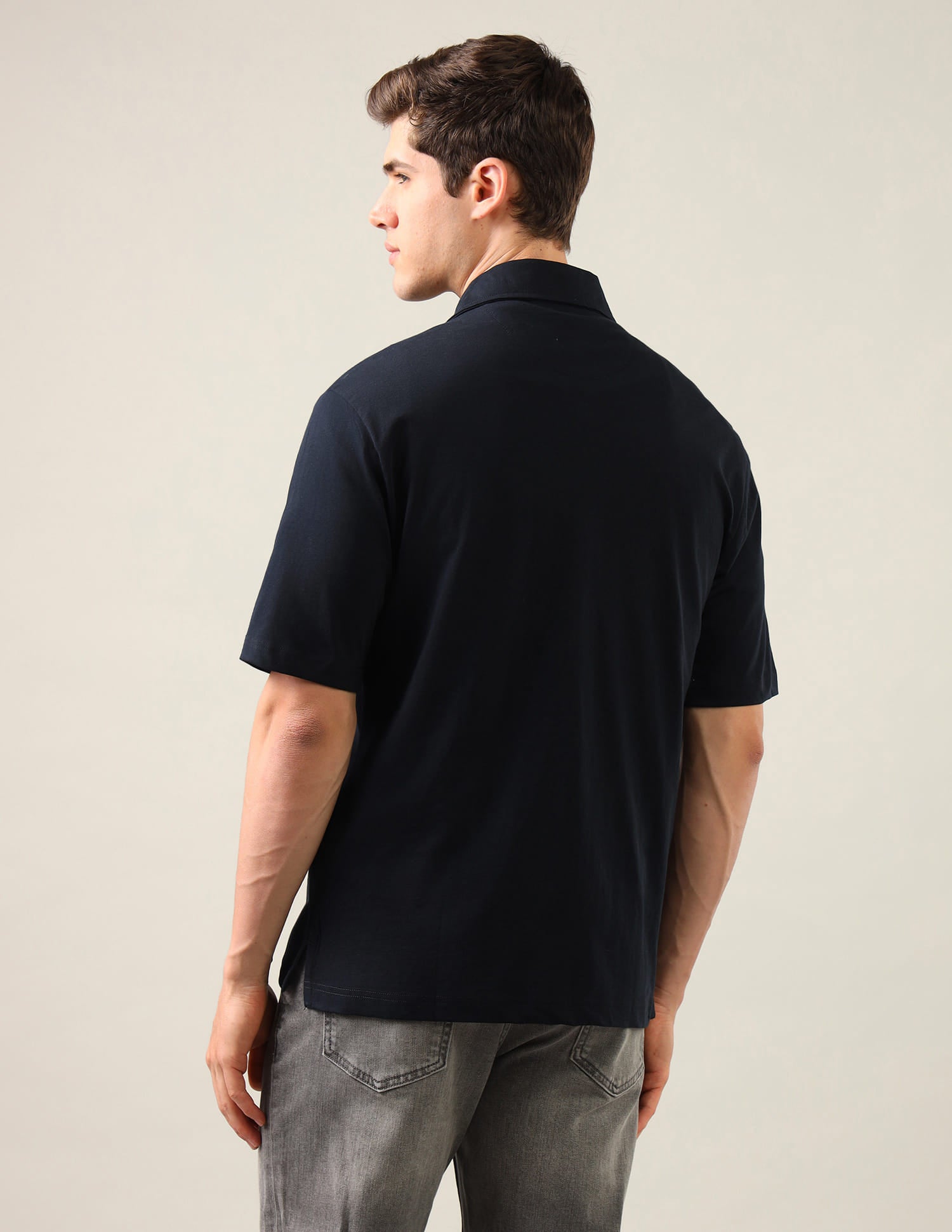 Graphic Brand Printed Knitted Shirt Blue - U.S. Polo Assn. India | Large