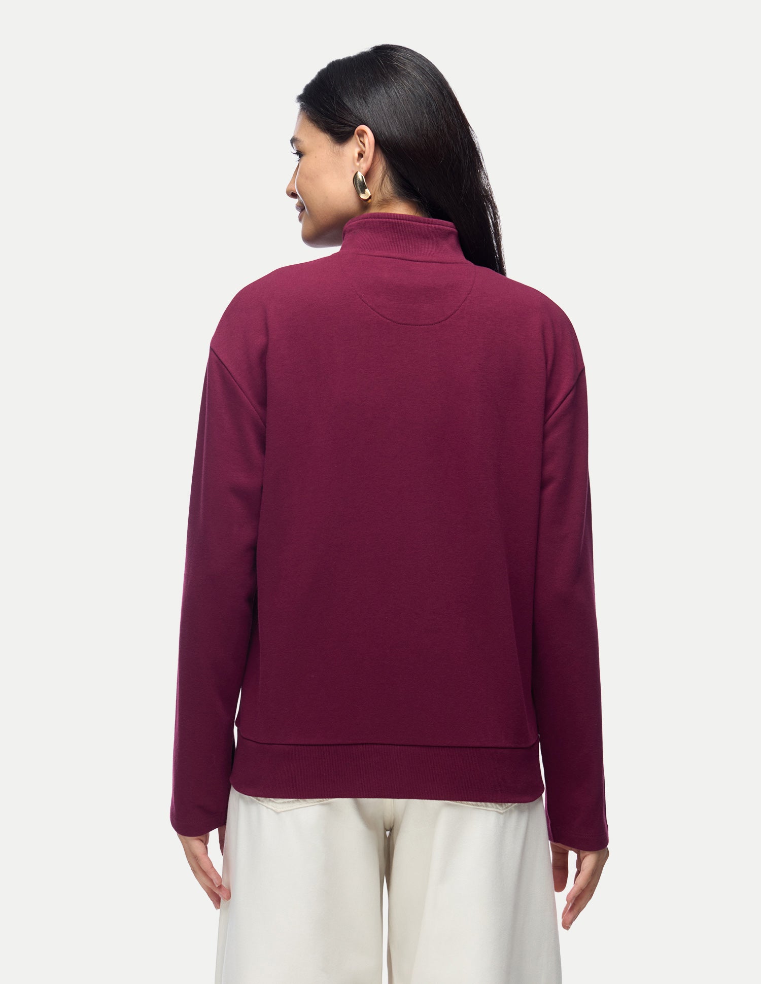 Solid Regular Fit Zipper Sweatshirt Maroon - U.S. Polo Assn. India | Large