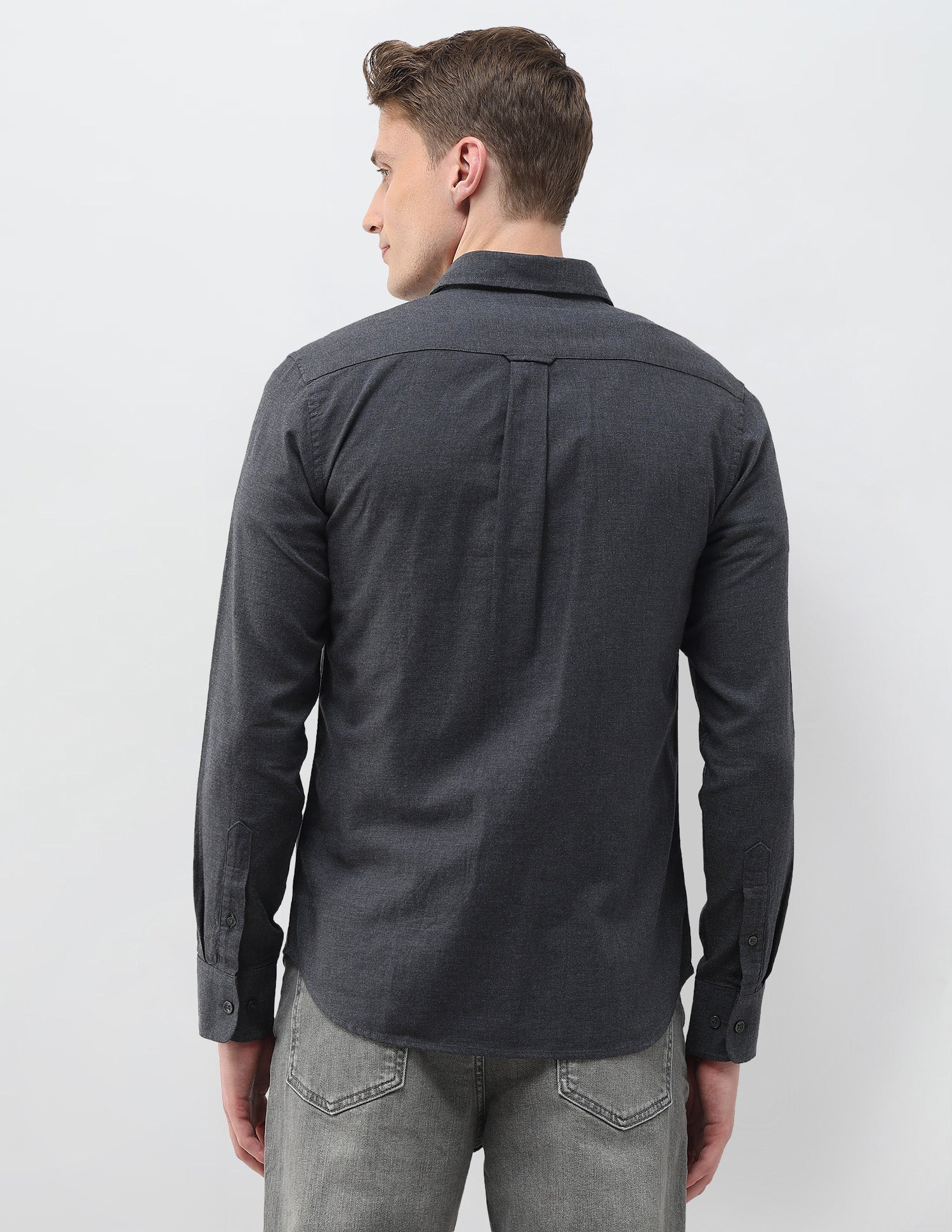Heathered Tailored Fit Shirt Dark Grey - U.S. Polo Assn. India | Large
