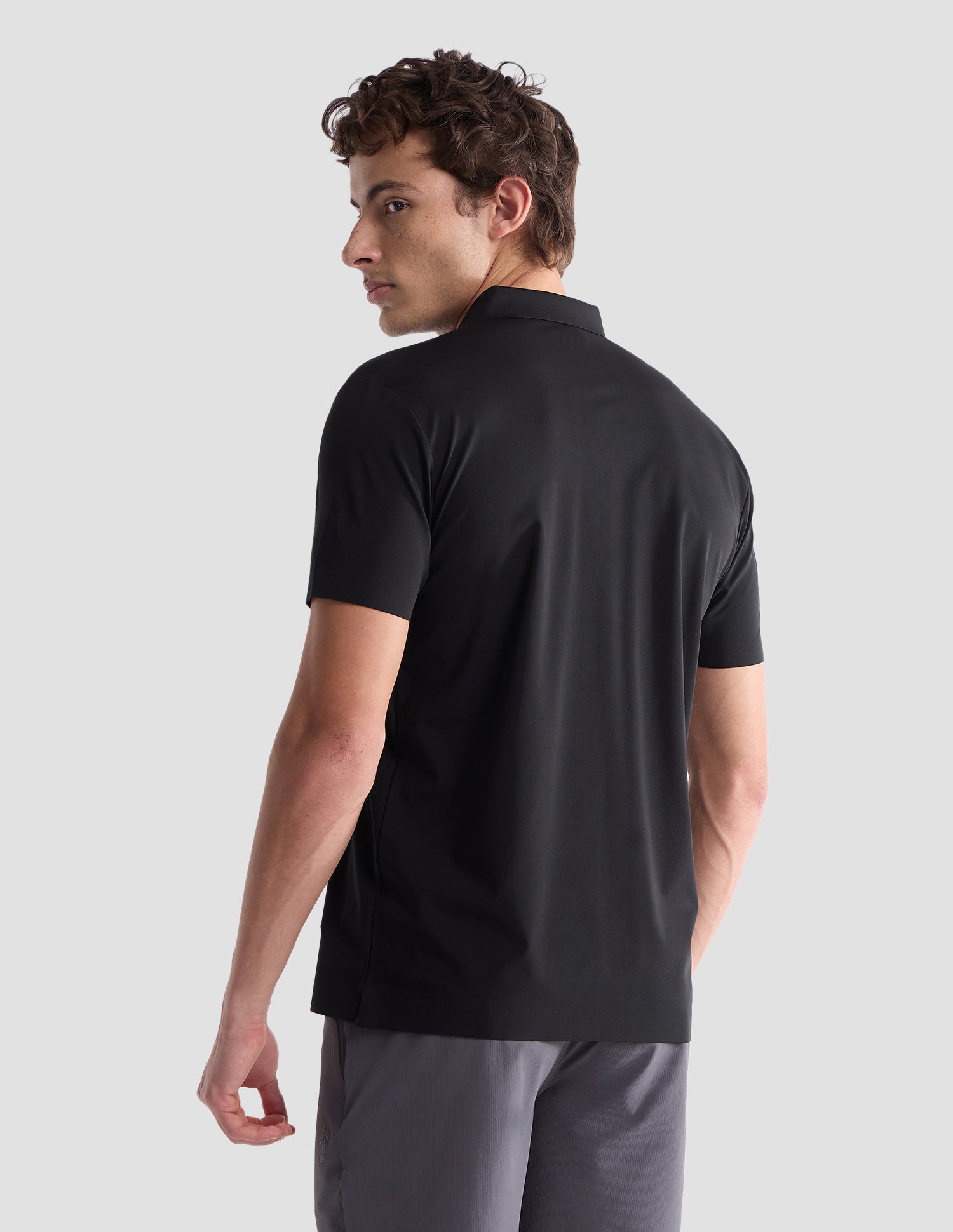 Solid Slim Fit Active Polo Shirt Black - U.S. Polo Assn. India | Large