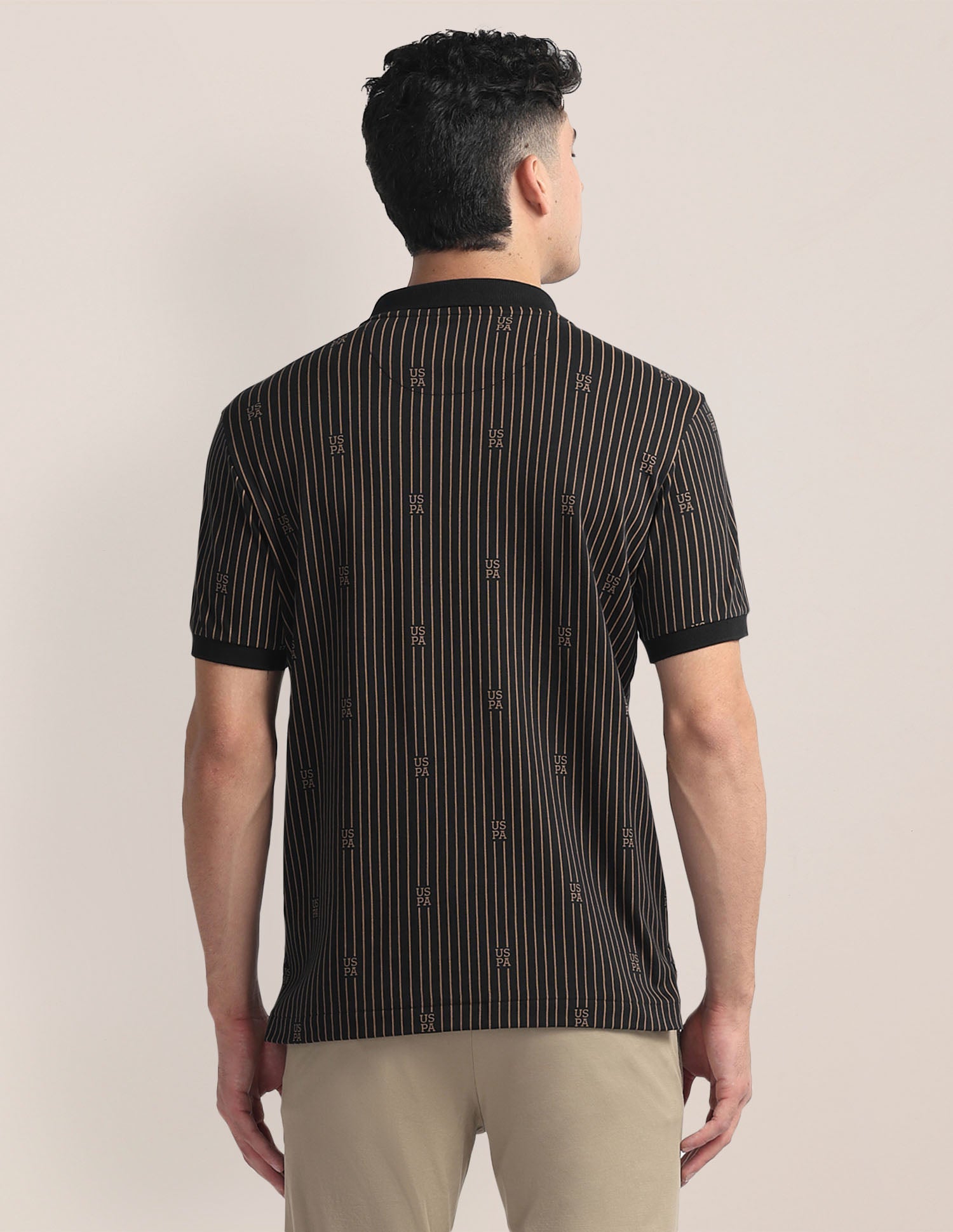 Vertical Stripe Slim Fit Polo Shirt Black - U.S. Polo Assn. India | Large