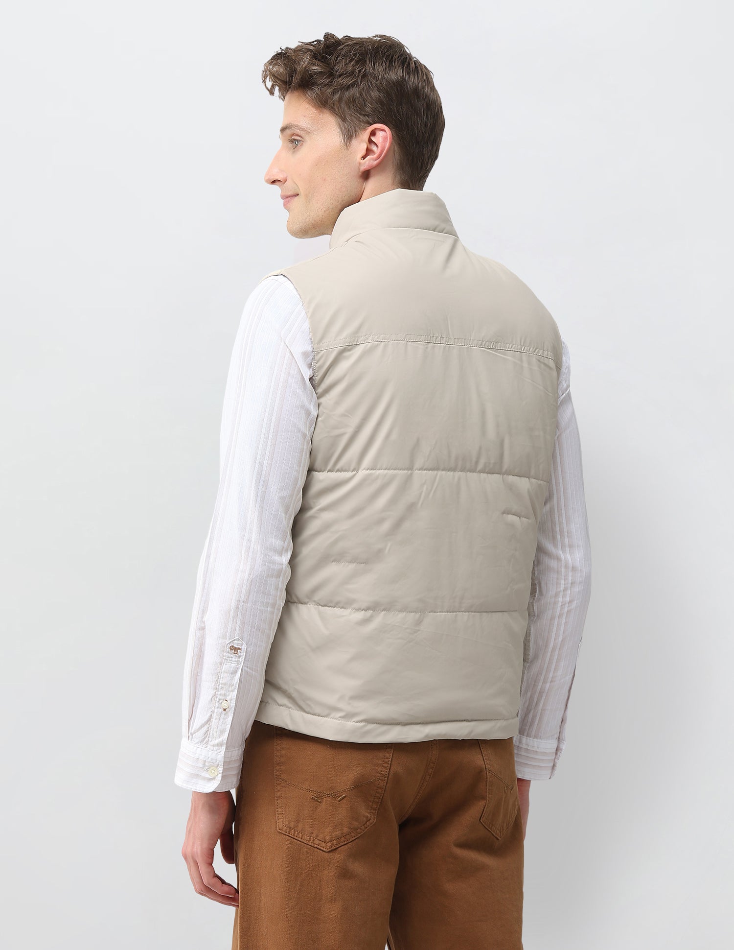 Reversible Brand Printed Puffer Jacket Beige - U.S. Polo Assn. India | Large