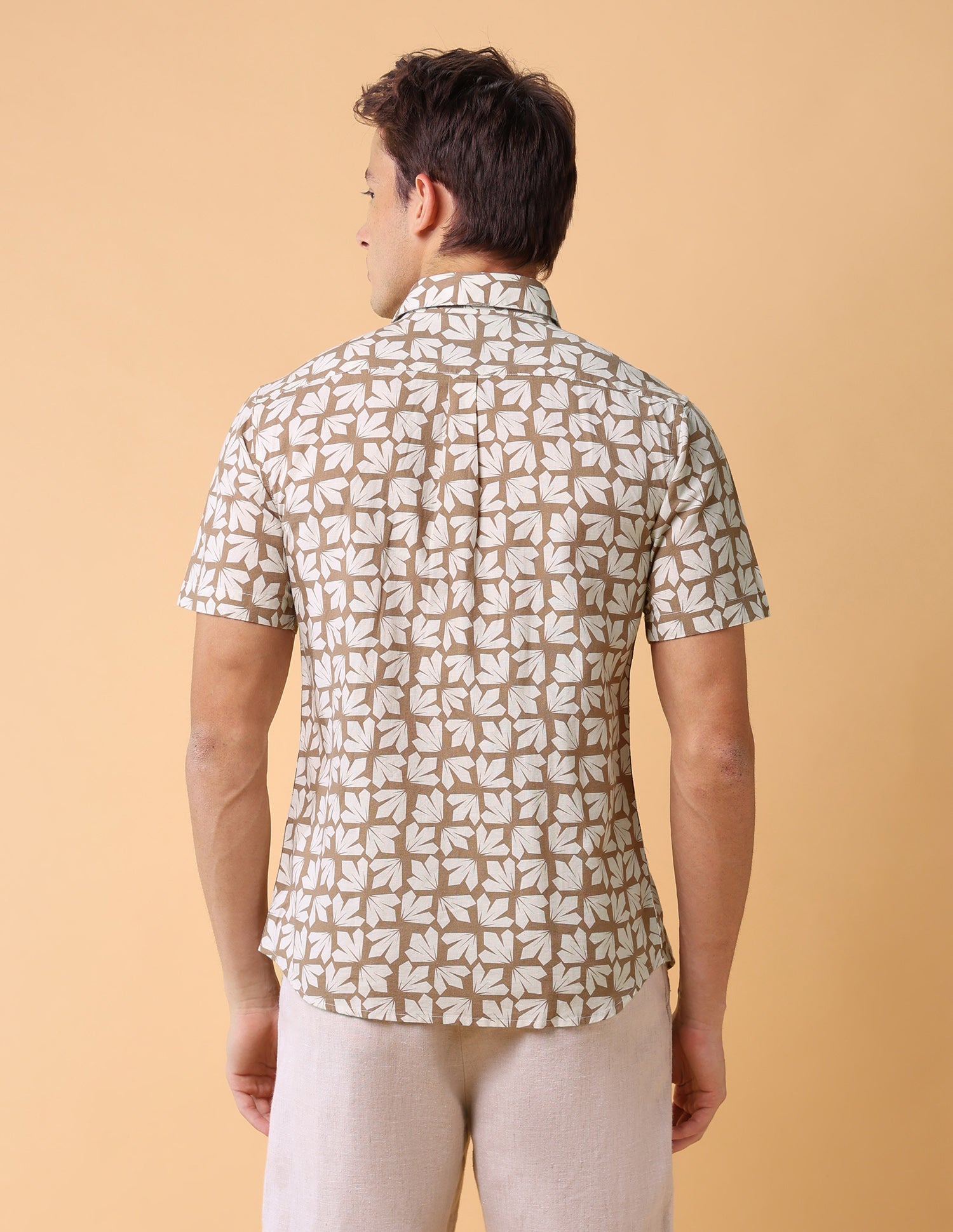 Geometric Printed Regular Fit Shirt Khaki - U.S. Polo Assn. India | Large