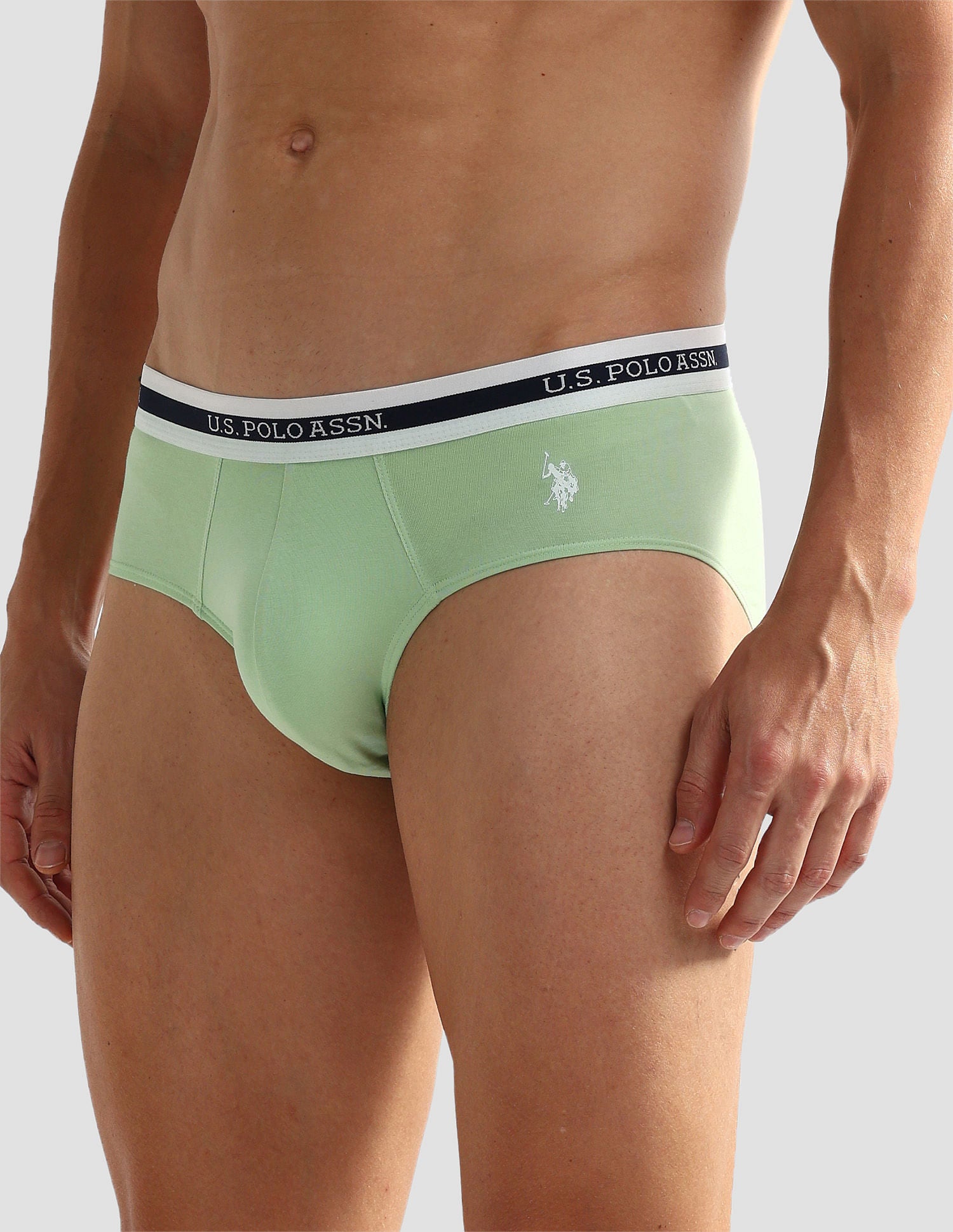 Elasticized Waist OEB09 Briefs - Pack Of 2 Pastel Green and Pastel Blue - U.S. POLO ASSN. | Large