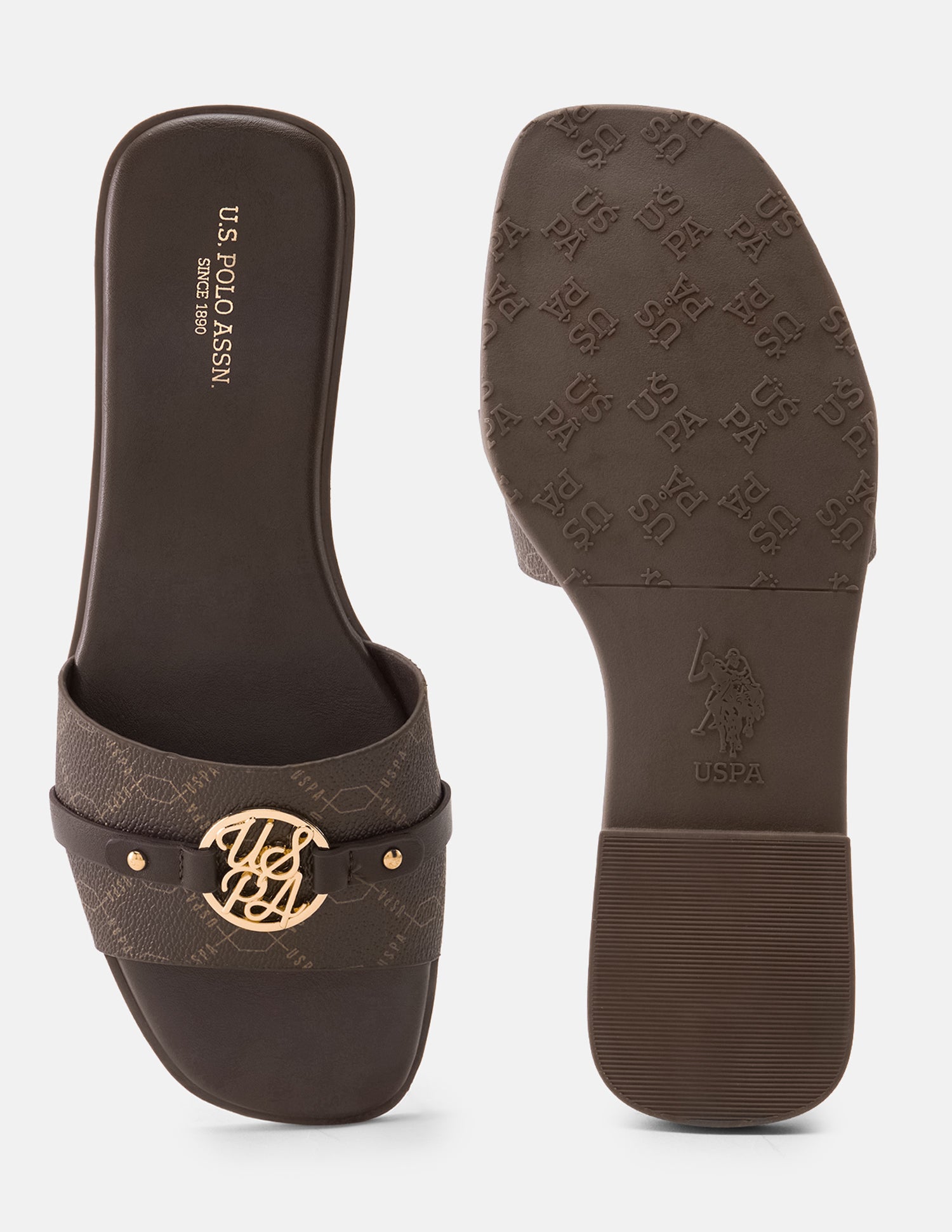 Adara Monogram Sandals Dark Brown - U.S. Polo Assn. India | Large