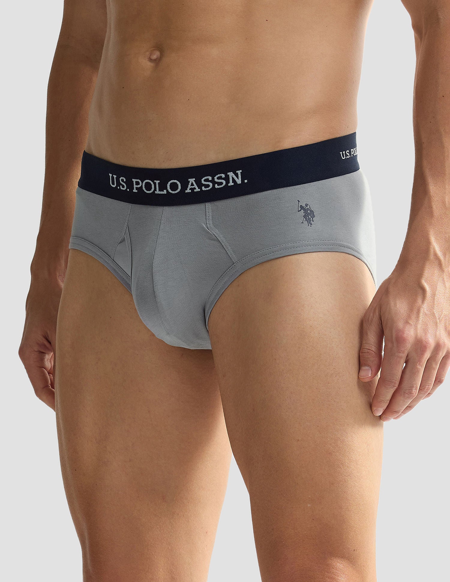 Elasticized Waist OEB11 Briefs - Pack Of 2 Weathervane and Grey Melange - U.S. POLO ASSN. | Large