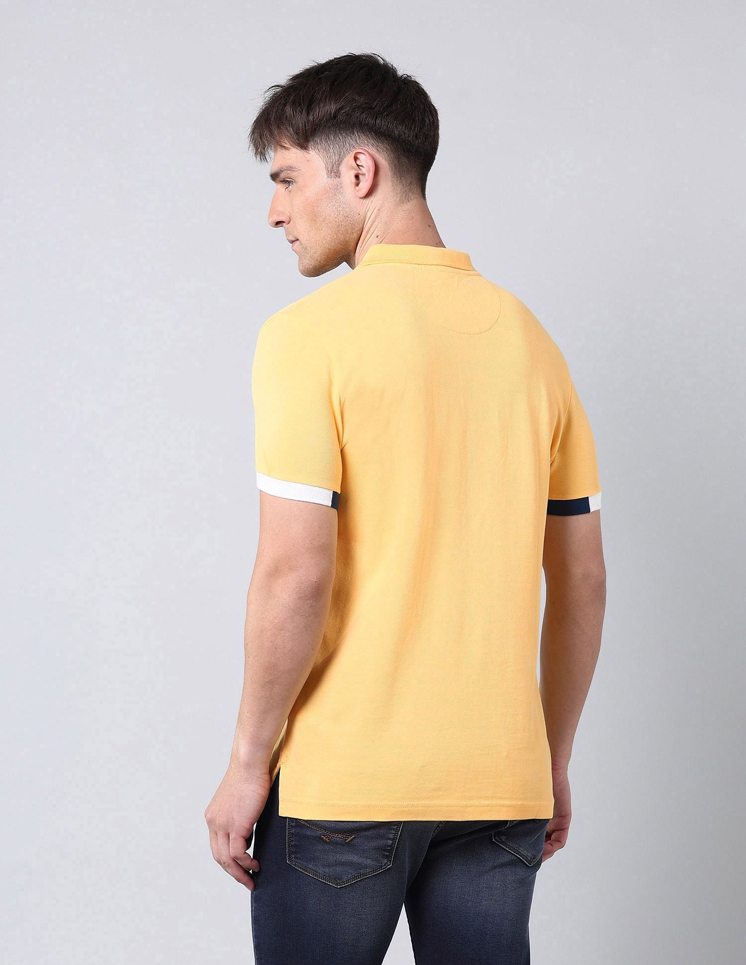 Muscle Fit Solid Polo Shirt Yellow - U.S. Polo Assn. India | Large