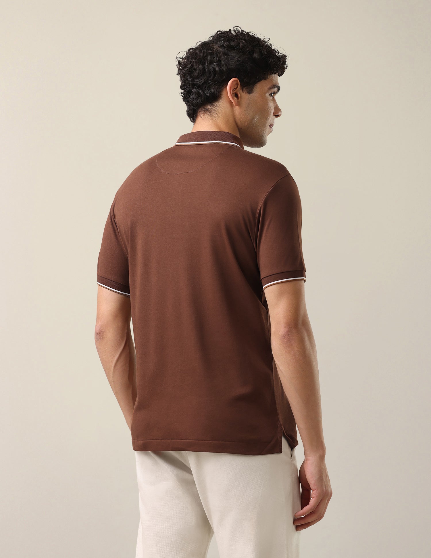 Solid Slim Fit Polo Shirt Brown - U.S. Polo Assn. India | Large