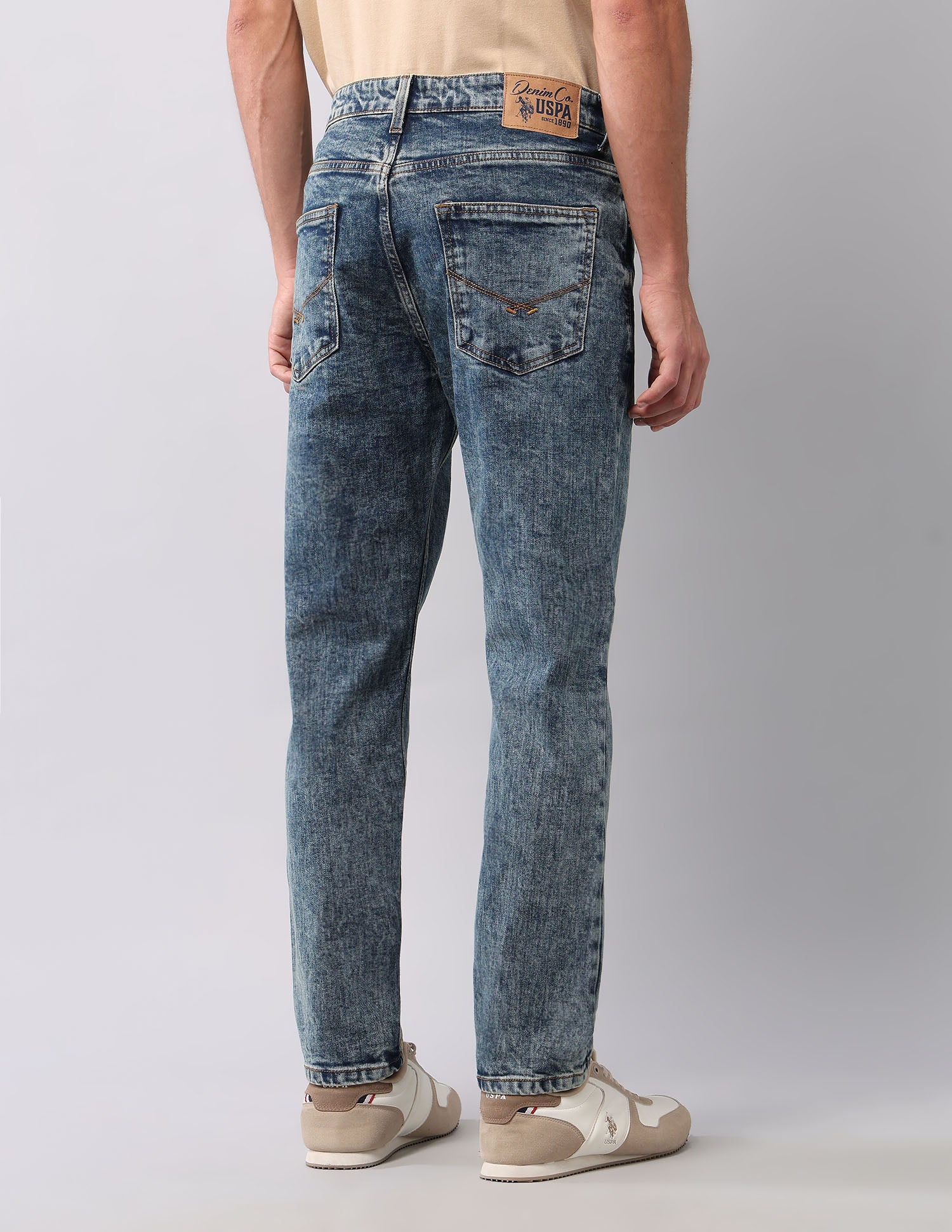 Cole Comfort Cropped Fit Blue Jeans Mid Wash - U.S. POLO ASSN. | Large