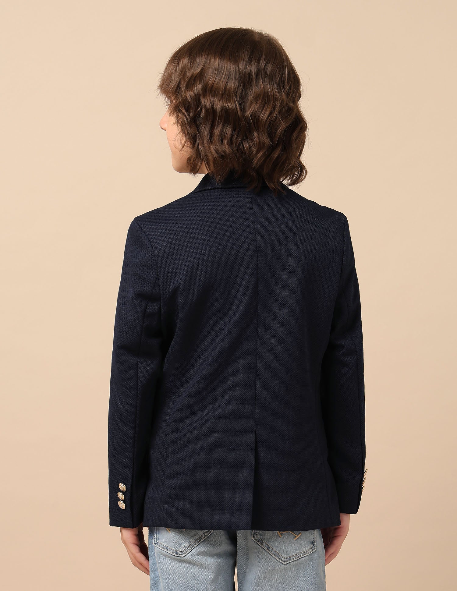 Boys Single Breasted Regular Fit Blazer Navy - U.S. Polo Assn. India | Large