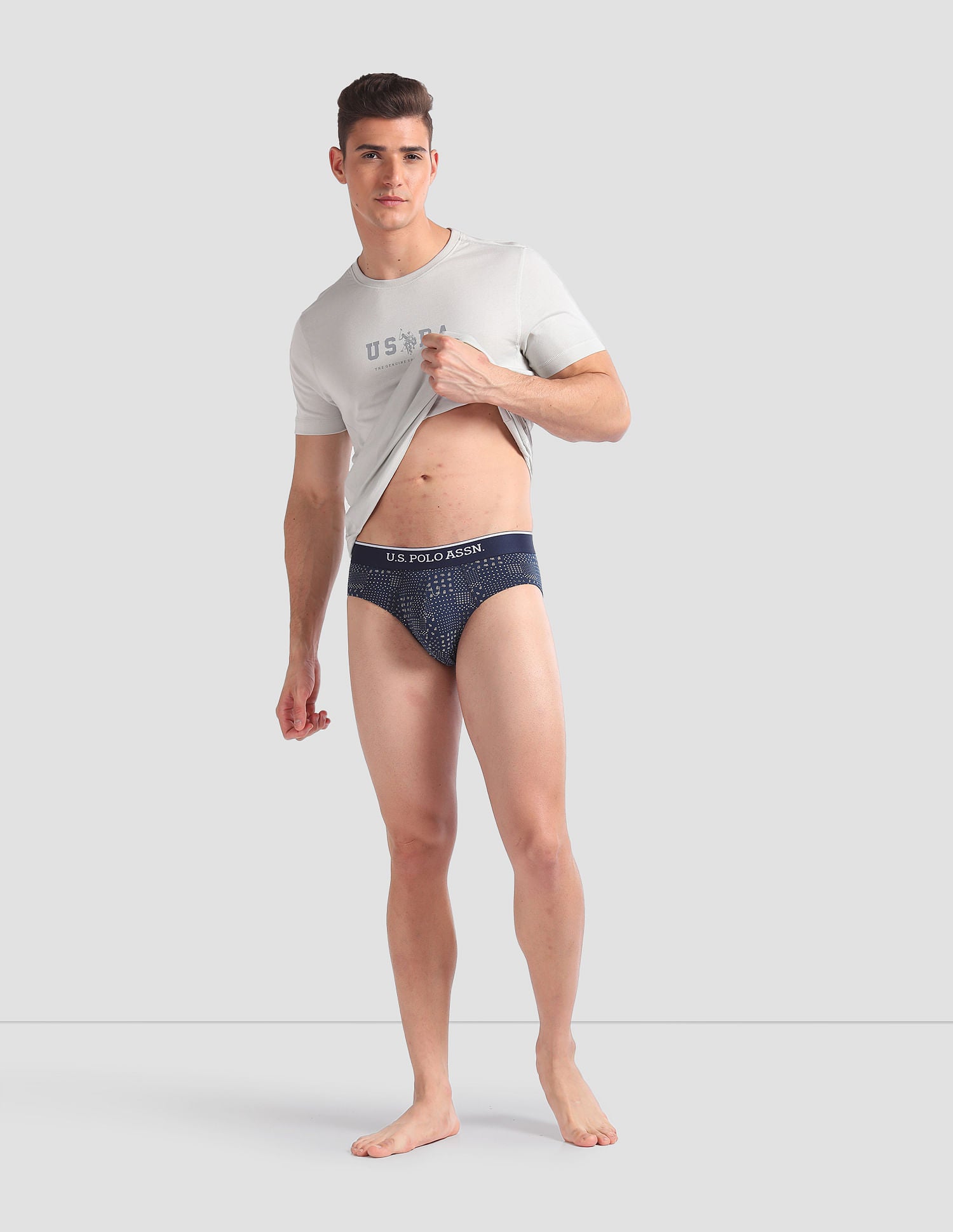 Abrasion Free Printed OEB01 Briefs - Pack Of 3 Blue, Navy and Green - U.S. POLO ASSN. | Large