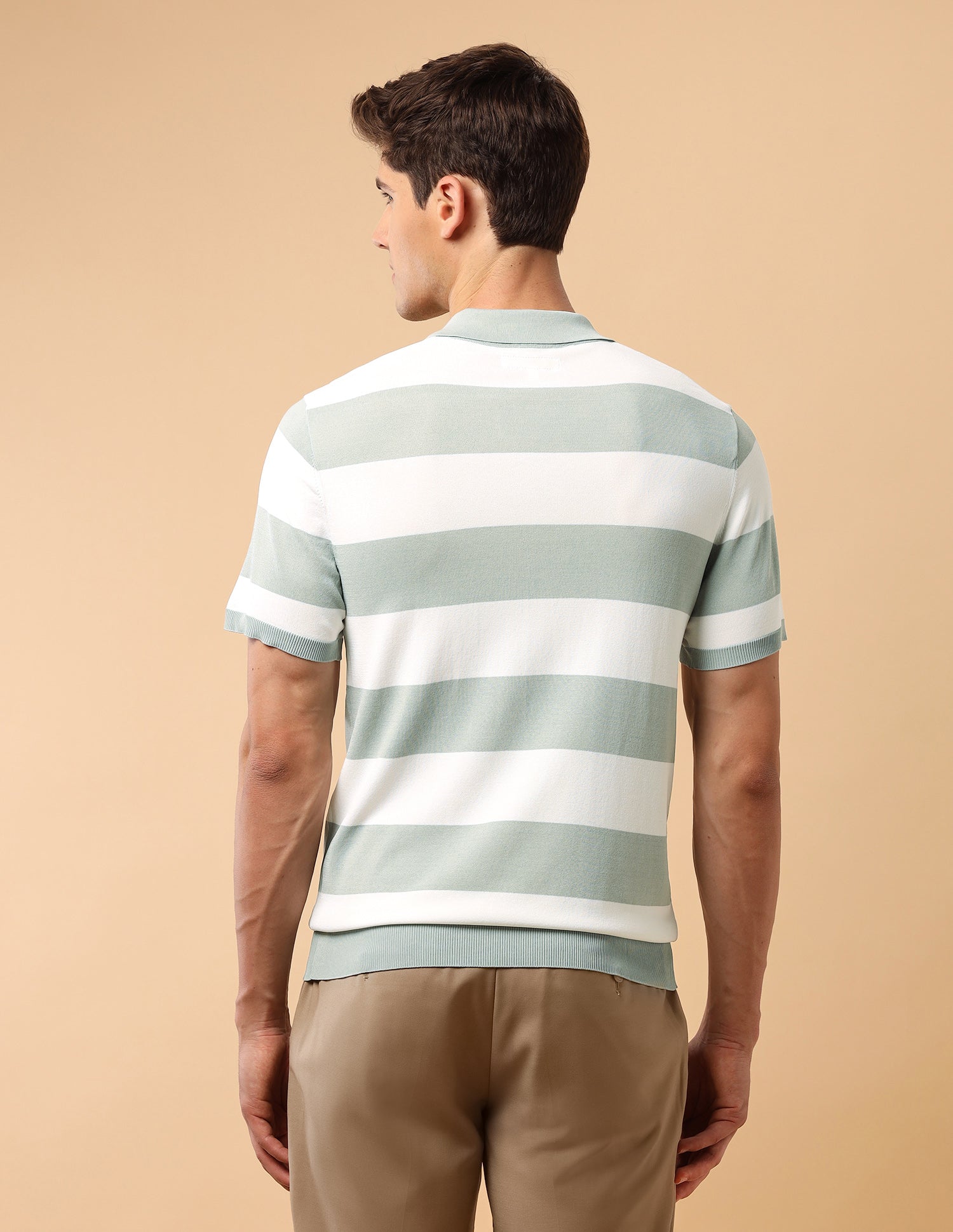 Pacho X Horizontal Striped Slim Fit Polo Shirt Light Green - U.S. Polo Assn. India | Large