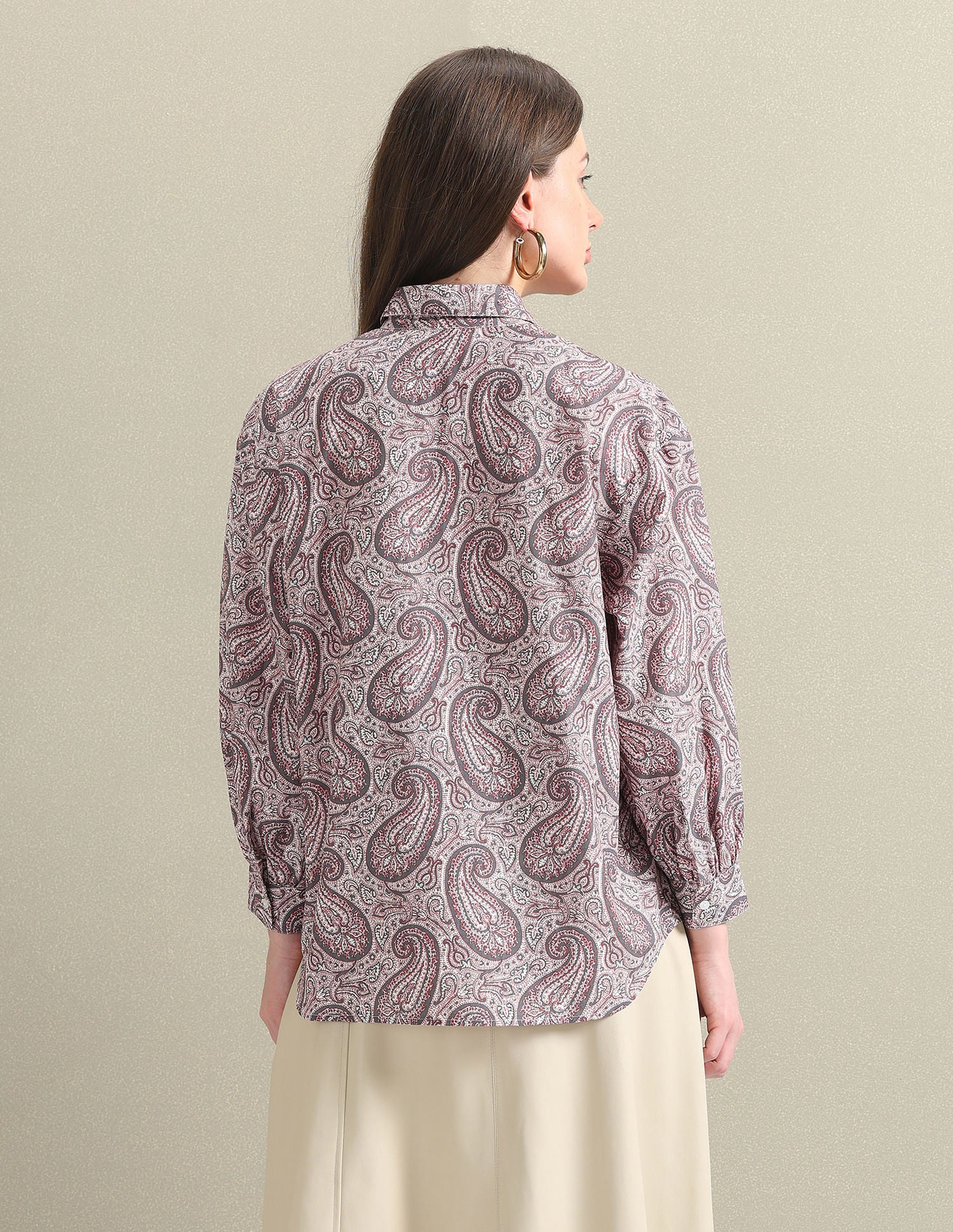 Pure Cotton Paisley Shirt Brown - U.S. Polo Assn. India | Large
