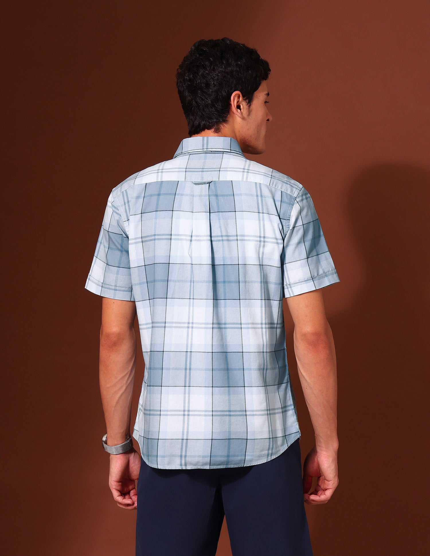 Plaid Checked Pure Cotton Shirt Light Blue - U.S. Polo Assn. India | Large